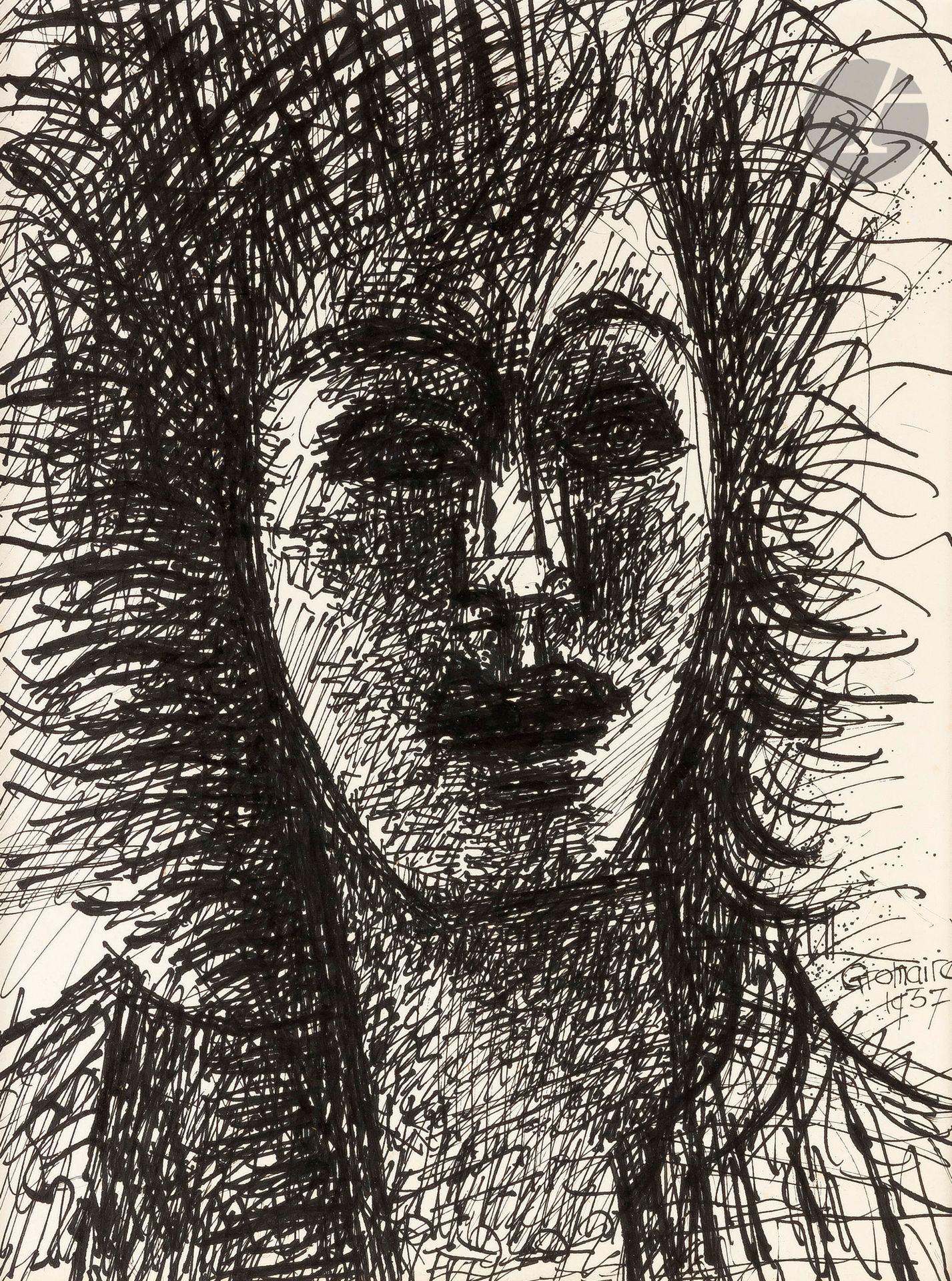 Marcel GROMAIRE (1892-1971
)Portrait of a woman, 1957Ink
.
Signed and dated lower right.
32 x 23,5 cmProvenance

: 
Galerie Roque, Paris.

Bibliography: 
François Gromaire Dessinateur, Le Musée de Poche, Paris, 1973, reproduced.










