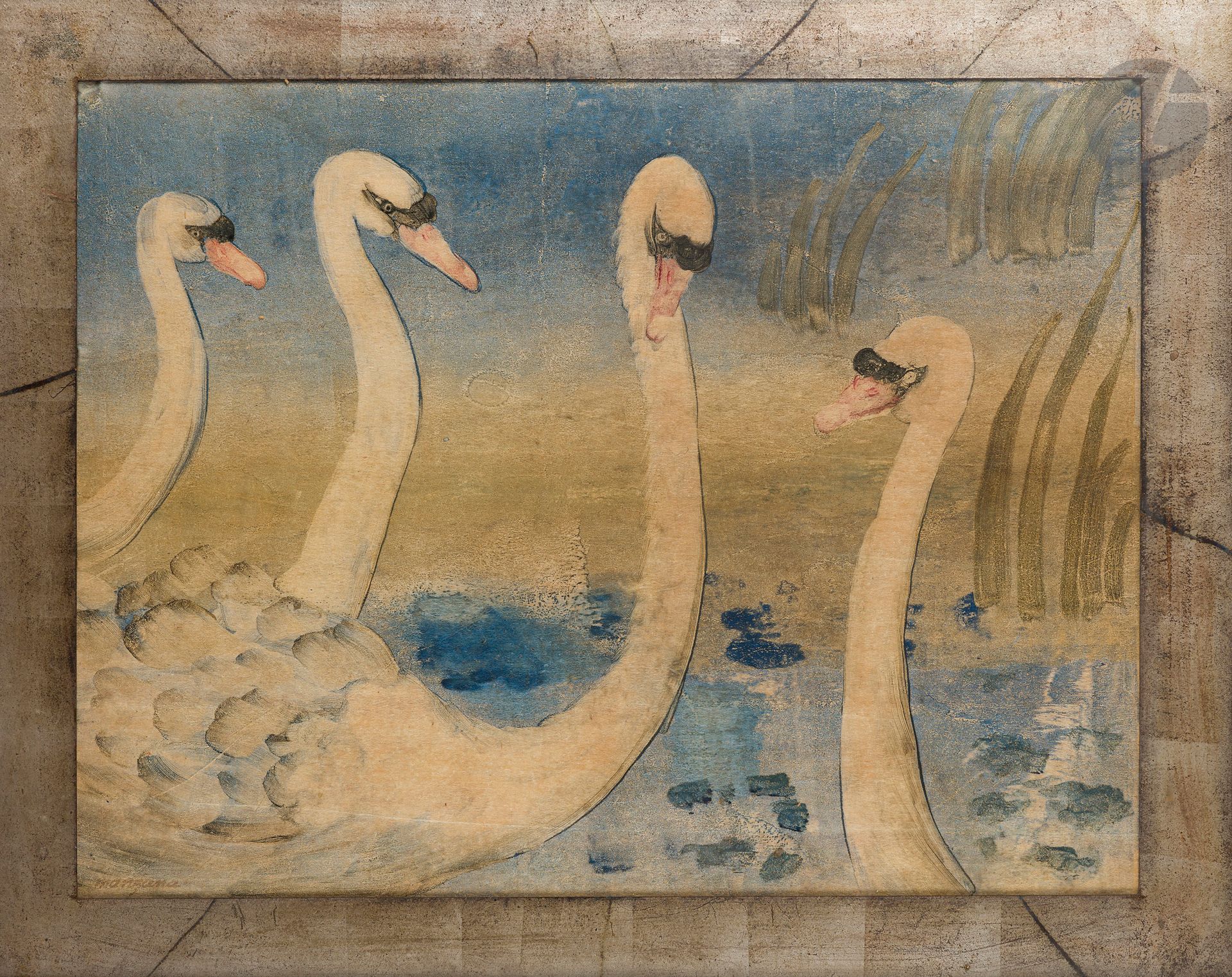 Georges MANZANA-PISSARRO (1871-1961)
Les Cygnes
Monotype à l’aquarelle.
Signé en bas à gauche.
49 x 63 cm