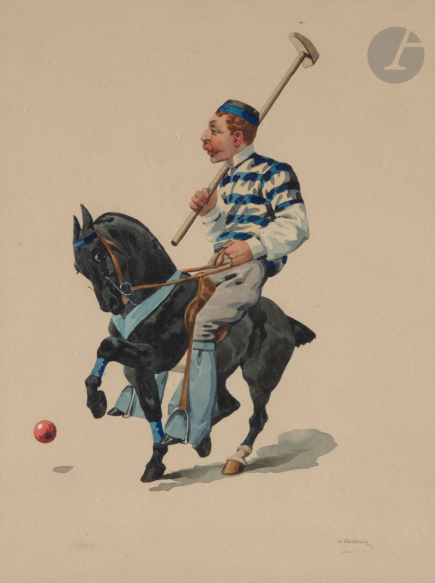 Charles Fernand de CONDAMY (c.1855-1913
)The Polo PlayerWatercolor
.
Signed lower right.
31,5 x 23,5 cm



