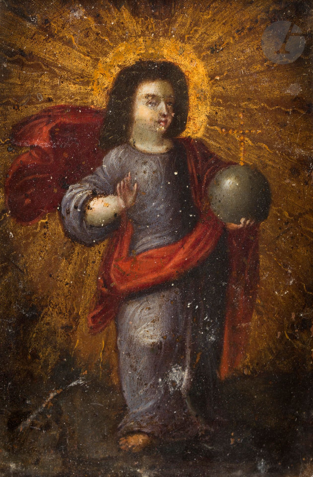 École FRANCAISE du XVIIIe siècle
Christ en salvator Mundi
Cuivre
14 x 9 xcm