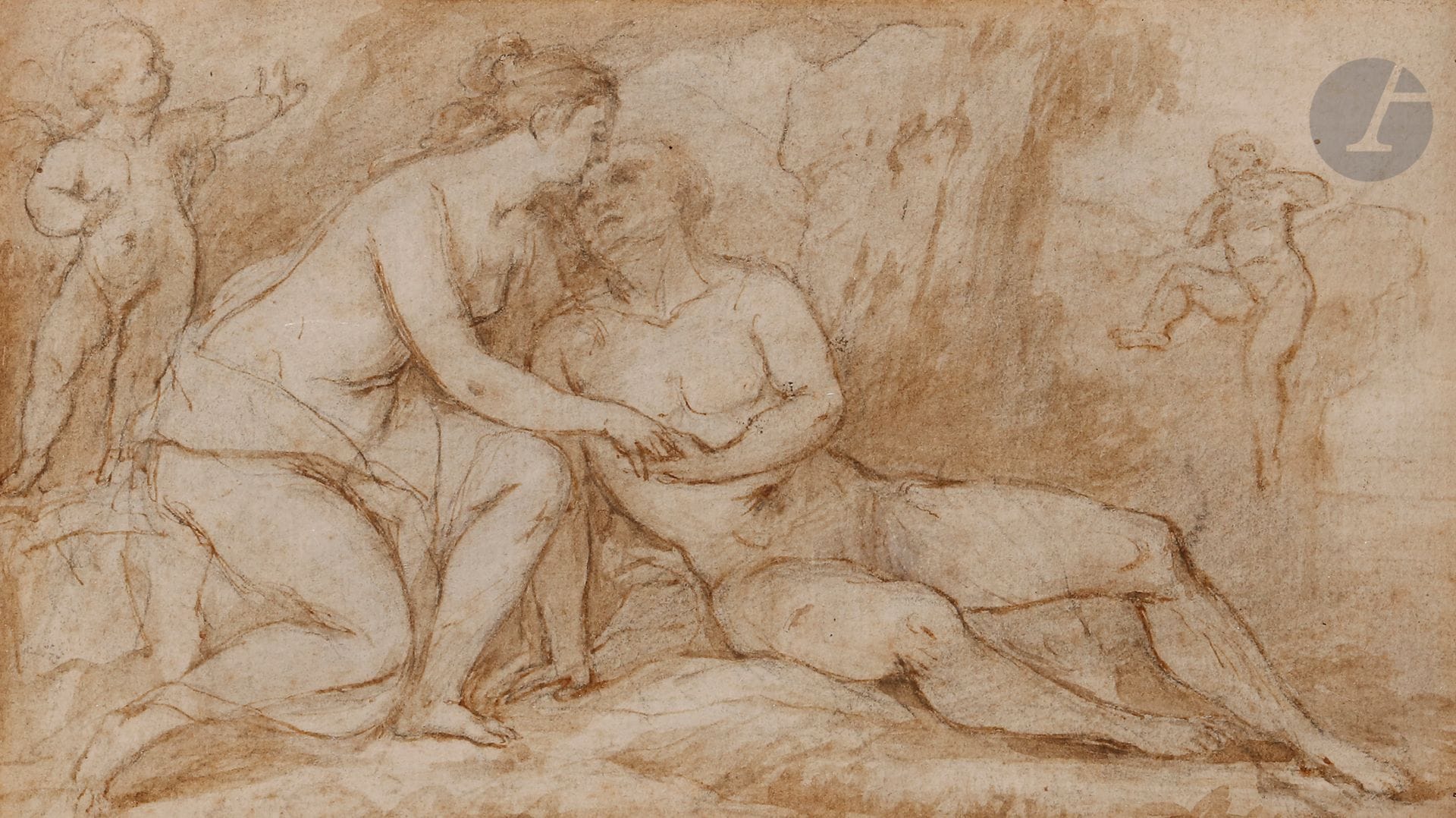 École FRANCAISE DU XVIIIe siècle
Scène mythologique
Plume et encre brune sur traits de crayon noir.
12 x 20,5 cm