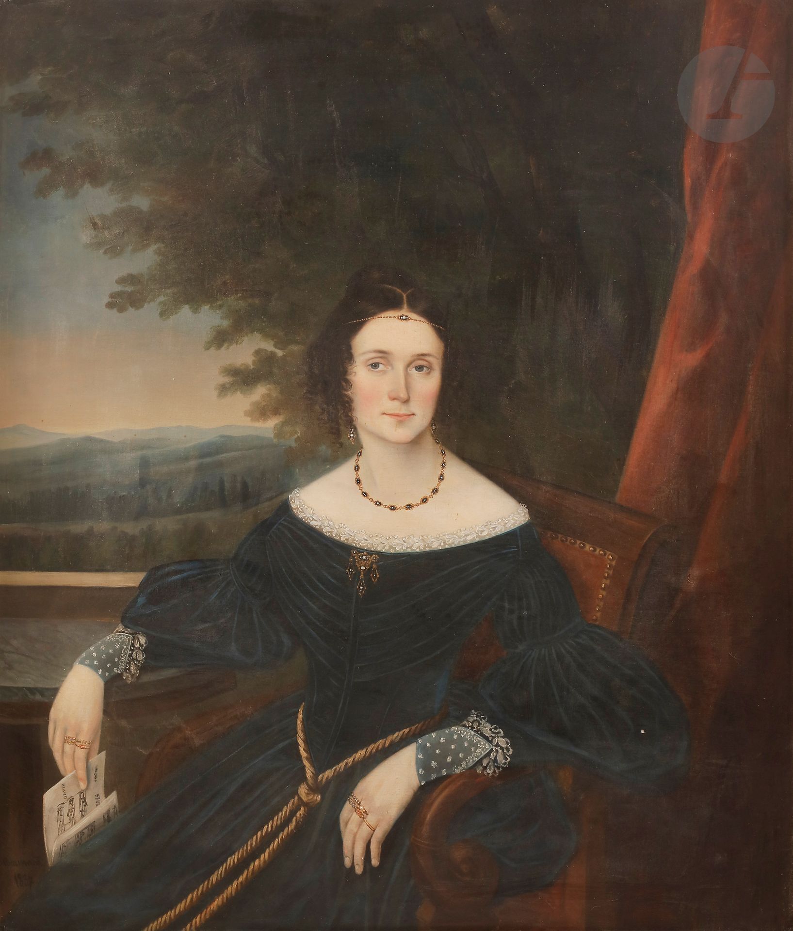 A. Beaumon***
Portrait de femme tenant une partition de musique
Toile d’origine
Signée et datée en bas à gauche A. Beaumon / 1837
117,5 x 101 cm