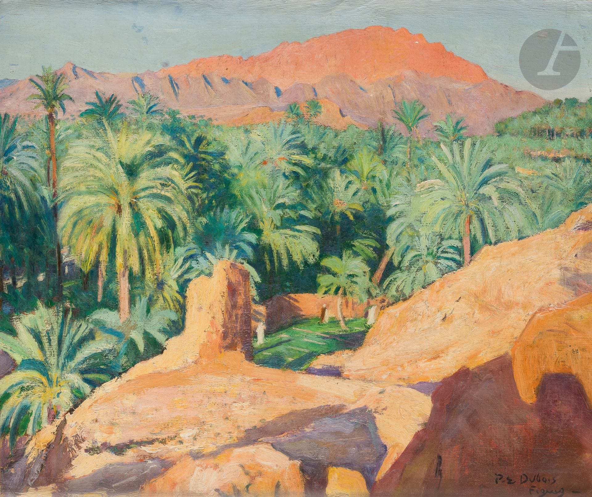 Paul-Elie DUBOIS (1886-1949)
Maroc, paysage de Figuig
Huile sur toile.
Signée et située en bas à droite.
(Restaurations).
54 x 65 cm