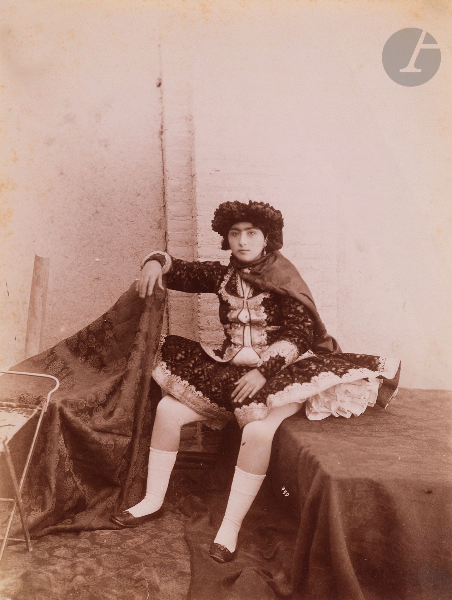 Antoine Sevruguin (c. 1851-1933) 
Persia [Iran], c. 1870-1880.
Persian women. Kurdish women. Chaldean women. 
Six (6) albumen prints. Numerous reference numbers in the negative. Numerous handwritten captions on the back.
Average size : 16 x 22 cmAntoine


Sevruguin (c. 1851-1933) 
Persia [Iran], c. 1870-1880.
Persian women. Kurdish women. Chaldean women. 
Six albumen prints. Numerous reference numbers in the negative. Many handwritten captions on versos.
Average size : 16 x 22 cm










