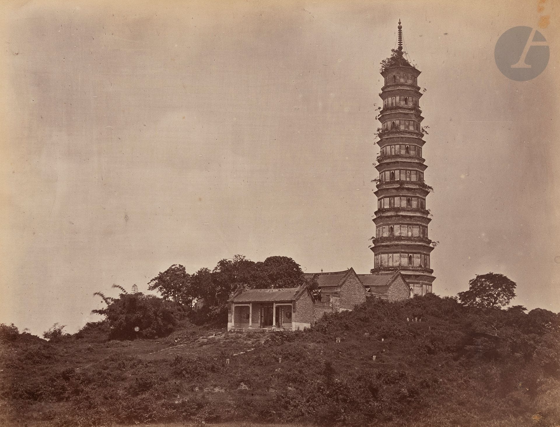Lai Afong - Henri Georgi - Alfred Briquet - Cruces y Campa et divers
Hong Kong. Macao. Chine. Thaïlande. Île de la Réunion. Malaisie. Mexique, c. 1870-1880.
Canton. Maison de thé. Pagode Whampoa. Panorama de Hong Kong. Cortège du mandarin. Prisonnier chinois. Prostituées japonaises. Rade de Macao. Temple du Bouddha à Siam. Saint-Denis de la Réunion. Pont du Gouvernement. Port de la Pointe des Galets. Usine du colosse à Saint-André. Salazie. Baigneurs dans la rivière de Saint-Denis. Tanjong Kalong. Femmes malaises. Famille de Malabar. Mexico. Calendrier et sculpture aztèque. Pierres des gladiateurs. Vestiges archéologiques. Pierre tumulaires. Indiens. Pont des deux rivières.
Album in-4 oblong, titré sur le dos et composé de 91 épreuves sur papier albuminé, contrecollées sur cartons. Nombreuses annotations manuscrites sur les montages.
Formats : de 6 x 9 à 21 x 27 cm


Lai Afong - Henri Georgi - Alfred Briquet - Cruces y Campa and others
Hong Kong. Macau. China. Thailand. Reunion Island. Malaysia. Mexico, c. 1870-1880.
Canton. Tea house. Whampoa Pagoda. Panorama of Hong Kong.  Mandarin procession . Chinese prisoner. Japanese prostitutes. Macao harbor. Buddha temple in Siam. Saint-Denis de la Réunion. Government bridge. Port of Pointe des Galets. Factory of the colossus in Saint-André. Salazie. Bathers in the river of Saint-Denis. Tanjong Kalong. Malay women. Malabar family. Mexico City. Aztec calendar and sculpture. Gladiators' stones. Archaeological remains. Tombstones. Indians.  Bridge of the two rivers.
Oblong 4to album, titled on the spine and composed of 91 albumen prints, mounted on cardboards. Many handwritten annotations on mounts.
Dimensions : from 6 x 9 to 21 x 27 cm