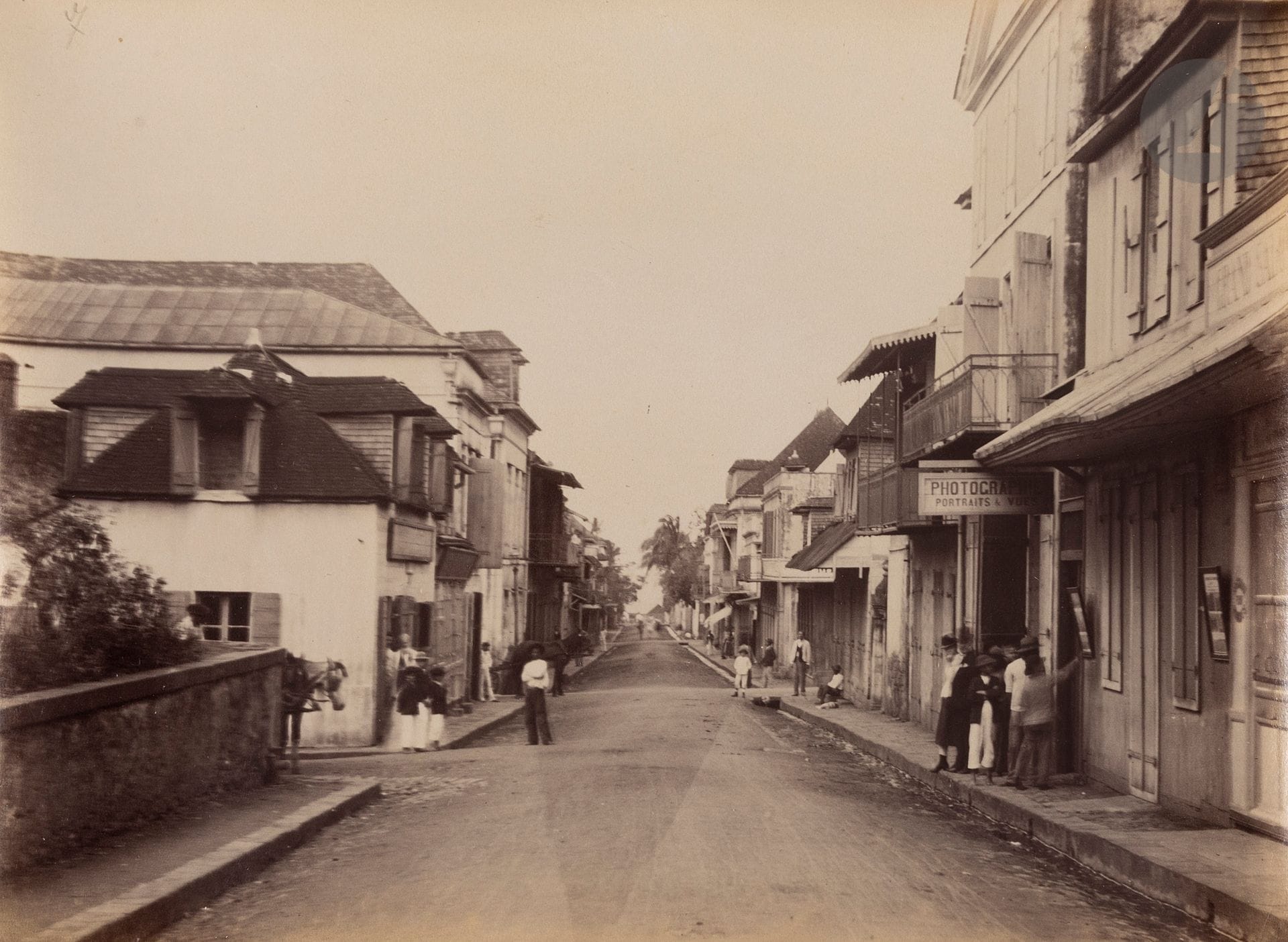 Antoine Roussin (1819-1894
)Reunion Island, 1855-1858.
Album of Reunion Island, representing the most picturesque sites and the main monuments of the colony.
Photographs : Saint-Denis as the crow flies. Panorama of the Barachois. Church street. Railway station of Saint-Denis. Railroad bridge. Grande Chaloupe. La Possession. Entrance of the d'Estaing in the port, Pointe des Galets. Lighthouse of the Pointe des Galets. Saint-Paul. Promenade du Bernica. Bridge of the Grande Ravine. Port of Saint-Pierre. Market. The mast. Salazie. Mountains of Hell-Bourg. Pond with water hen.
Lithographs: Charles Murray Hay. J.l. Eugène Dayot. Dzaouzi. Hell-Ville (Nossi-Bé). Bridge of the river of the Mast. Establishment Menciol. Saint-Leu. Parish of Saint-François-Xavier. Bassin d'Argent. Waterfalls of the Rivière des Roches. Inauguration of the 2nd ring road. Thermal waters of Cilaos. Gorges of Salazie. Bernica basin. Saont-Denis harbour. Racecourse of the plain of Redoute. Mr. Reydellet. Party given by the governor to the officers of the militia and the garrison of Saint-Denis.
Album in-4, bound in half-chagrin and green percaline, composed of 50 albumen prints, pasted on cardboard, and 48 lithographs (foxing), one of which in color, and one page of text, mounted on tabs. Title page bearing a dedication to the Minister of the Navy and Colonies. 
Average size of the albumen prints : 15 x 22 cm
Average
size of
the lithographs : 23,5 x 31 cm (sheet
)


Antoine Louis Roussin is one of the pioneers of photography in the Antilles


.


A military man, he was posted to Reunion Island in 1842 and settled there permanently once he was released from his military obligations. He became a drawing teacher and lithographer. He had probably been trained in this technique in France by one of the Devéria brothers. He started photography in the middle of the 1850's and published the Album de La Réunion, in several issues, mixing prints on albumen paper and lithographs. This work will be republished several times. The album presented here is a rare example of an original issue of the book, dedicated (but not signed) to the Minister of the Navy and Colonies.


Antoine Roussin (1819-1894)
Reunion Island, 1855-1858.
Album of Reunion Island

.


Photographs: Saint-Denis as the crow flies. Panorama of the Barachois. Street of the church. Railway station of Saint-Denis. Railroad bridge. Grande Chaloupe. Possession. Entrance of the d'Estaing in the port, Pointe des Galets. Lighthouse of the Pointe des Galets. Saint-Paul. Promenade du Bernica. Bridge of the Grande Ravine. Port of Saint-Pierre. Market. The mast. Salazie. Mountains of Hell-Bourg. Pond with water hen.
Lithographs: Charles Murray Hay. J.l. Eugène Dayot. Dzaouzi. Hell-Ville (Nossi-Bé). Bridge of the river of the Mast. Establishment Menciol. Saint-Leu. Parish of Saint-François-Xavier. Bassin d'Argent. Waterfalls of the Rivière des Roches. Inauguration of the 2nd ring road. Thermal waters of Cilaos. Gorges of Salazie. Bernica basin. Saont-Denis harbour. Racecourse of the plain of Redoute. Mr. Reydellet. Party given by the governor to the officers of the militia and the garrison of Saint-Denis.
4to album, composed of 50 albumen prints, mounted on cardboard, and 48 lithographs (foxing), including one in color, and one page of text, mounted on tabs. Title page with a dedication to the Minister of the Navy and Colonies. 
Average size of the albumen prints : 15 x 22 cmAverage
size of the lithographs : 23,5 x 31 cm (sheet)


















