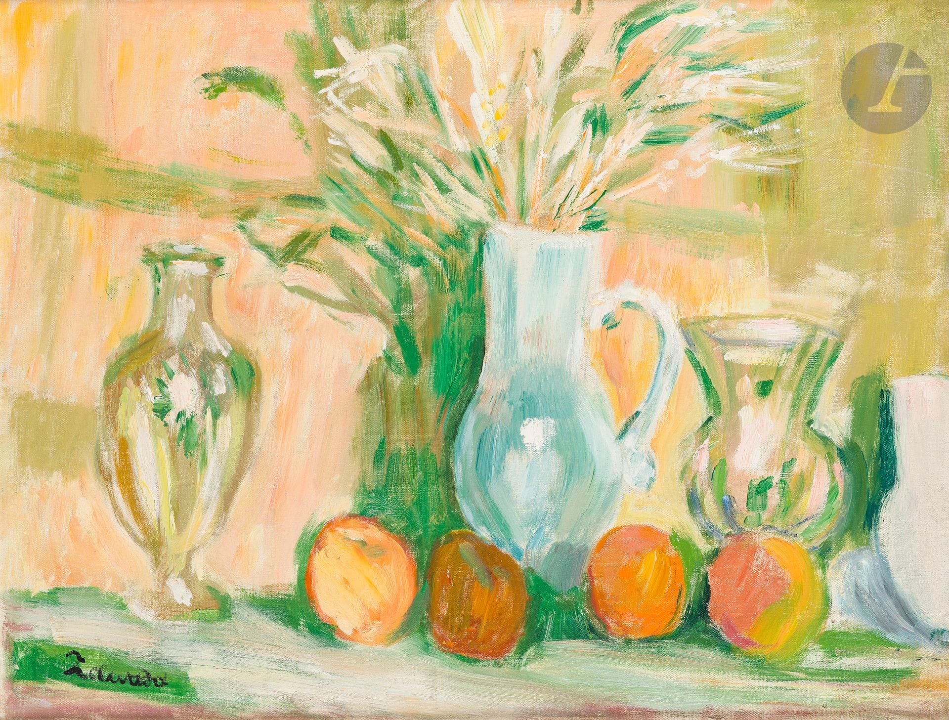 Jan-Waclaw Zawadowski, dit ZAWADO (1891-1982)
Nature morte aux pommes et aux carafes, 1961-62
Huile sur toile.
Signée en bas à gauche.
46 x 61 cm
Exposition :
Zawado, Galerie Spinazzola, Aix-en-Provence, 1963.

