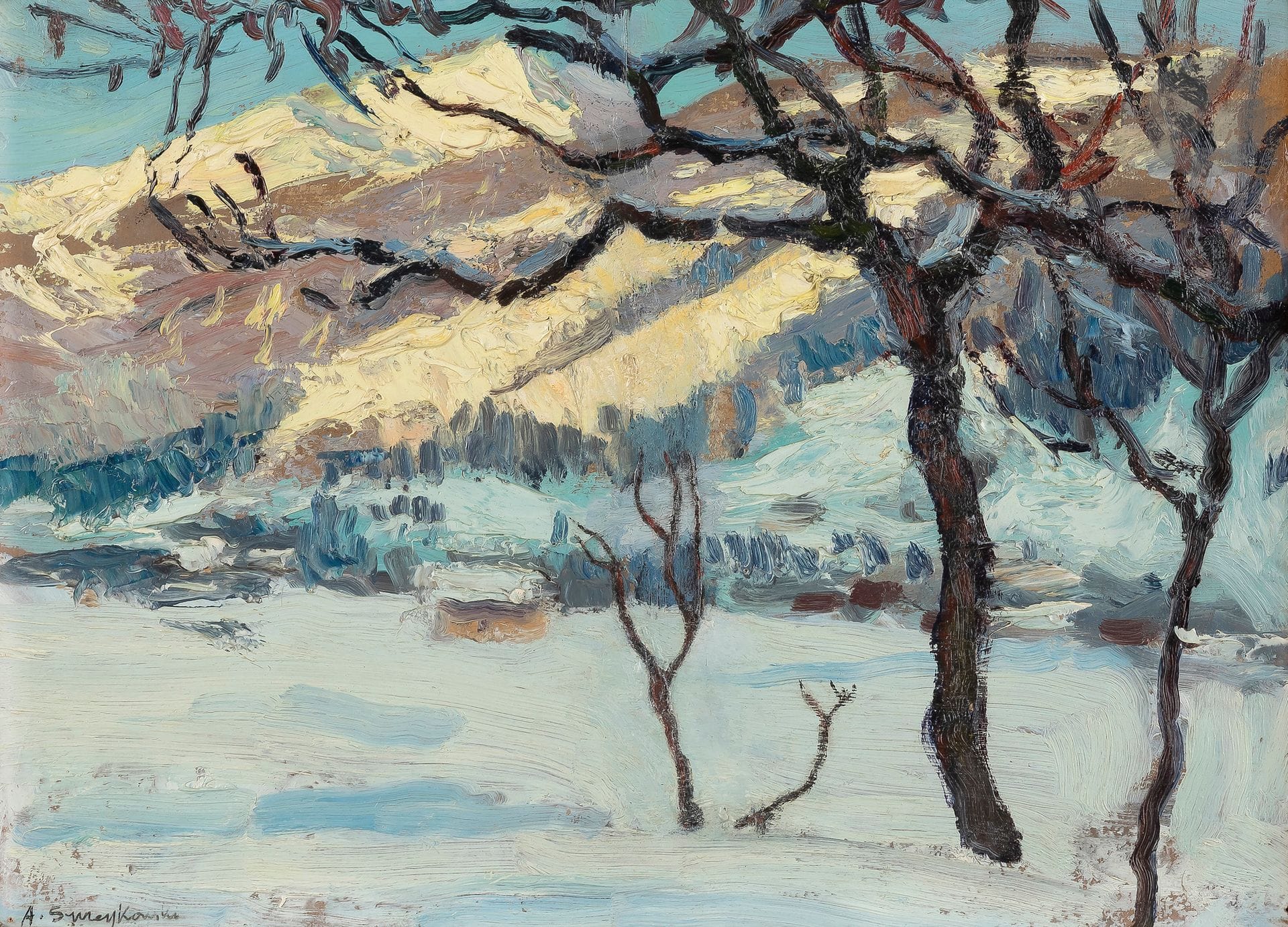 Alfred SWIEYKOWSKI (1869-1953)
Saint-Paul-en-Chablais, Haute Savoie, 1930
Huile sur carton.
Signée en bas à gauche.
32 x 44 cm

Exposition :
Musée Fournaise à Chatou, 2011 (étiquette au dos).

