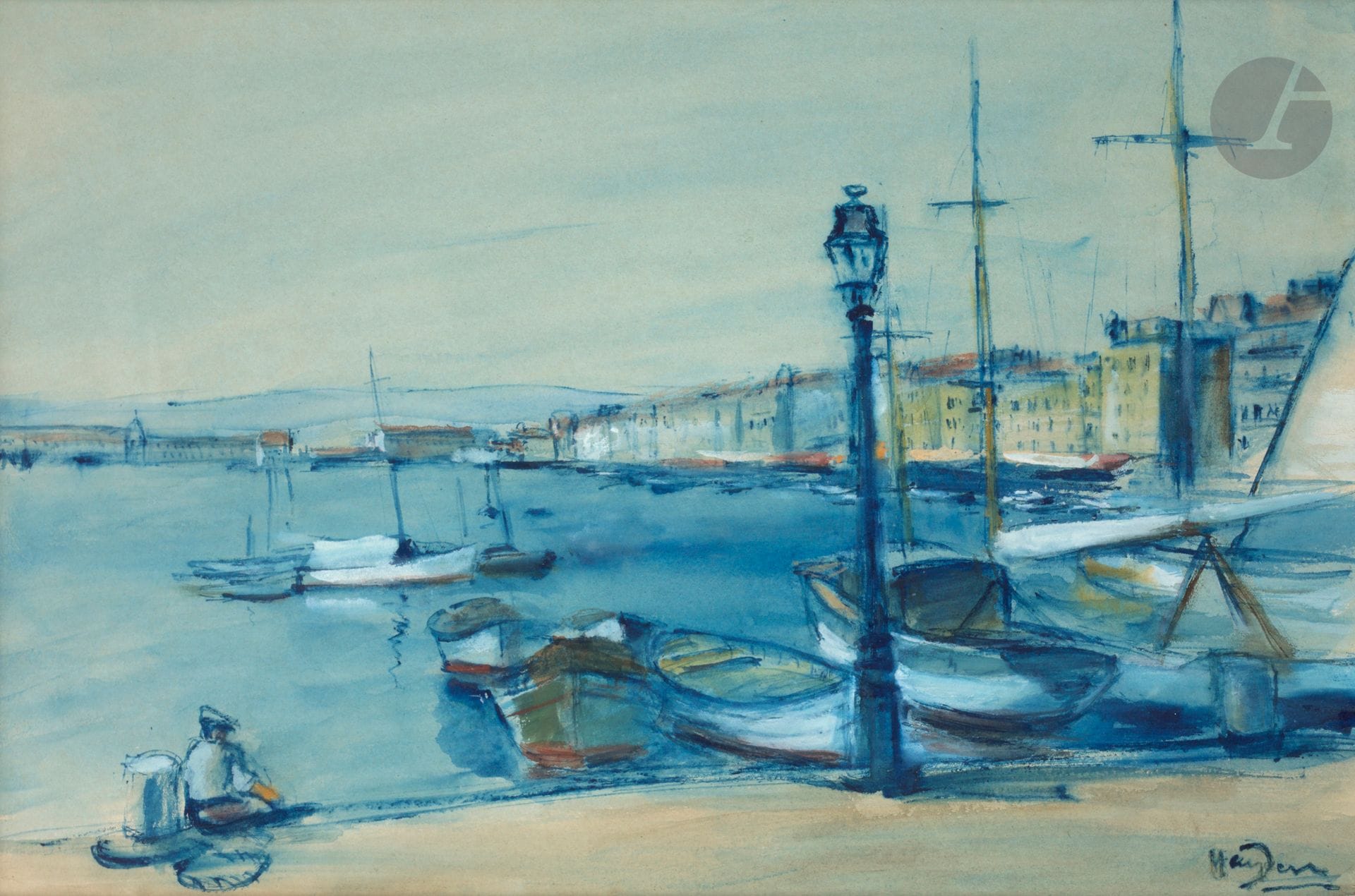 Henri HAYDEN (1883-1970)
Le Port de Toulon, vers 1920
Gouache sur papier.
Signée en bas à droite.
30 x 45 cm

Un certificat de Madame Laurence Le Cieux, détentrice des droits afférents à l’œuvre de Henri Hayden, sera remis à l’acquéreur.

