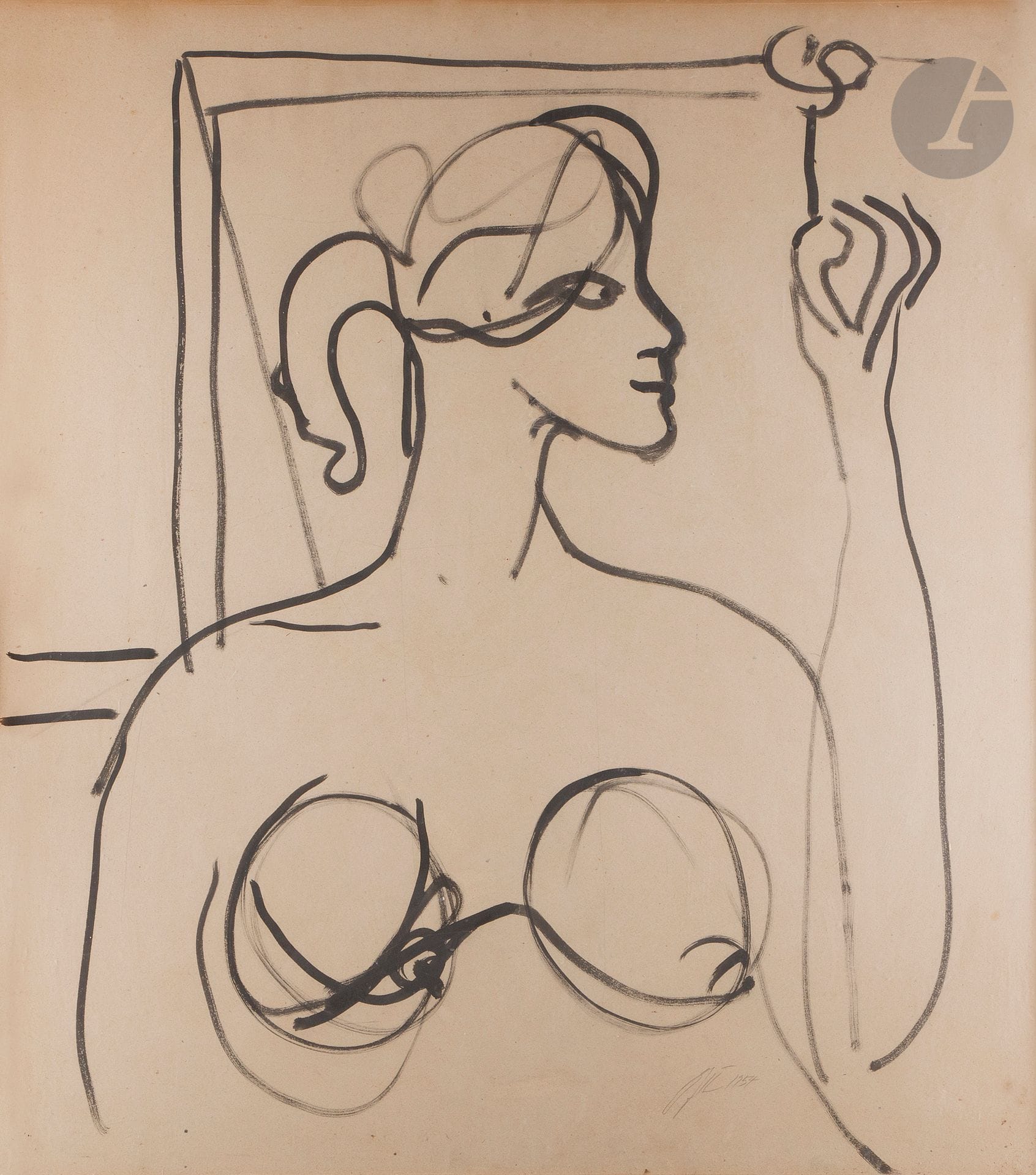 Roman OPALKA (1931-2011)
Halszka, 1954
Ink on paper.
Signed and dated lower right.
100 x 89 cm

Bibliography:
Katalog wczesnych prac, Roman Opalka, Fundacja Roman Opalka, reproduced p. 12, no. 22.
This work will be included in the catalog raisonné currently being prepared by Michel Baudson.

