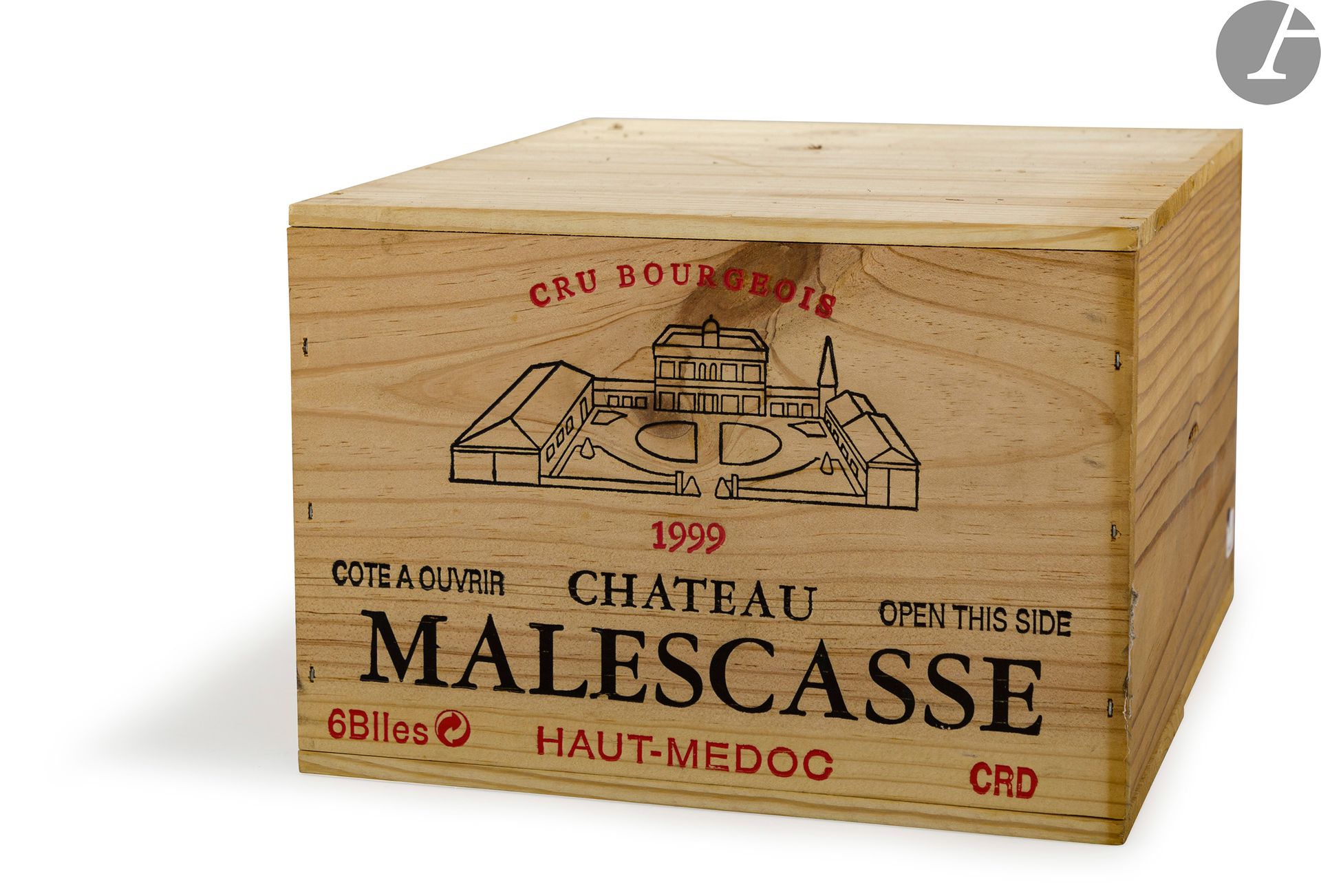 6 B CHÂTEAU MALESCASSE (Caisse Bois d'origine), Haut-Médoc, 1999