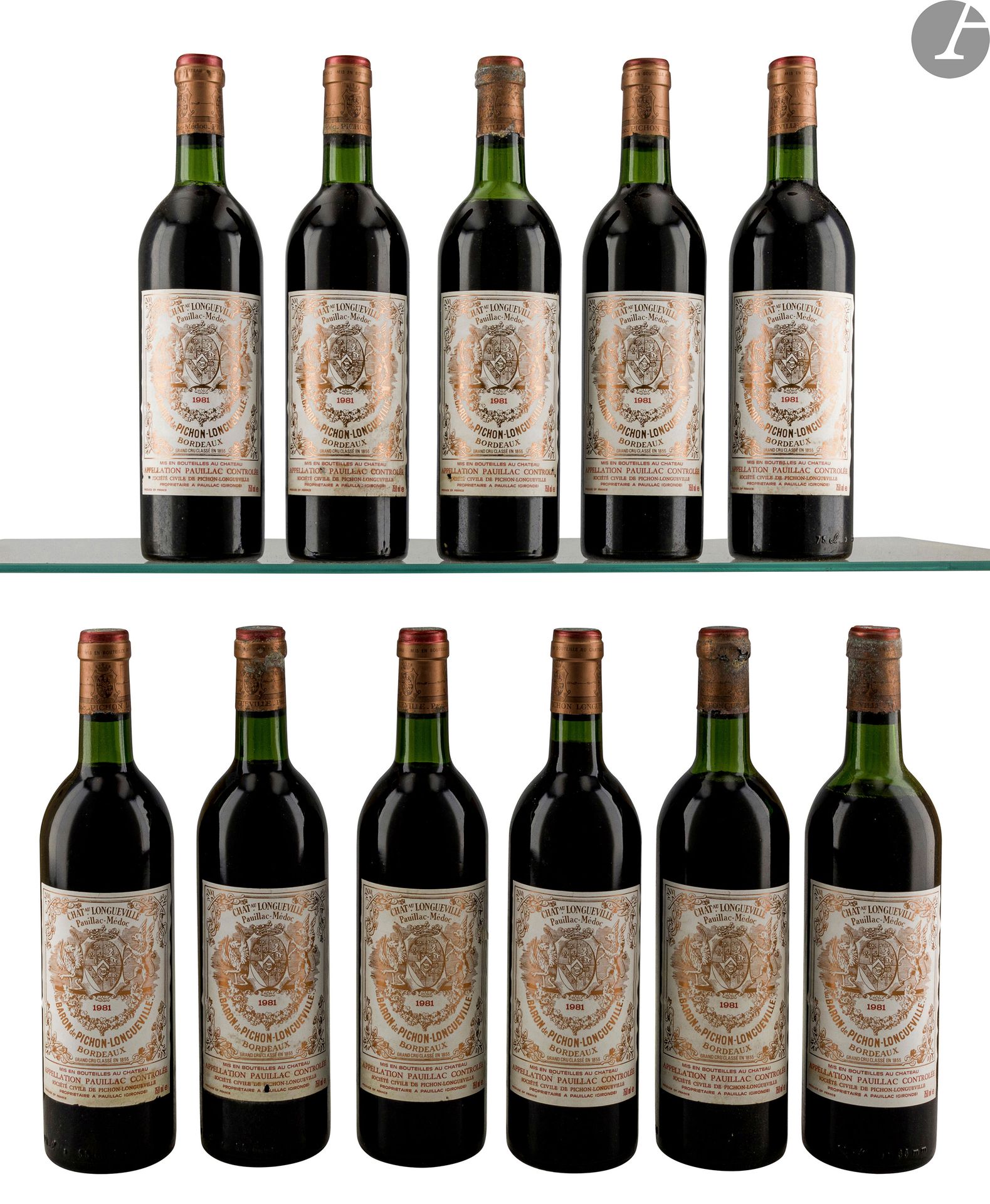 11 B CHÂTEAU PICHON LONGUEVILLE BARON (Original wooden case of 12 handed over to the buyer) (6 B.G; 1 H.E.+; 1 H.E; 1 M.E.+; 4 e.l.a; 4 e.a; 4 c.c; some dents at the bottom of the guillotine capsules), GCC2 Pauillac, 1981