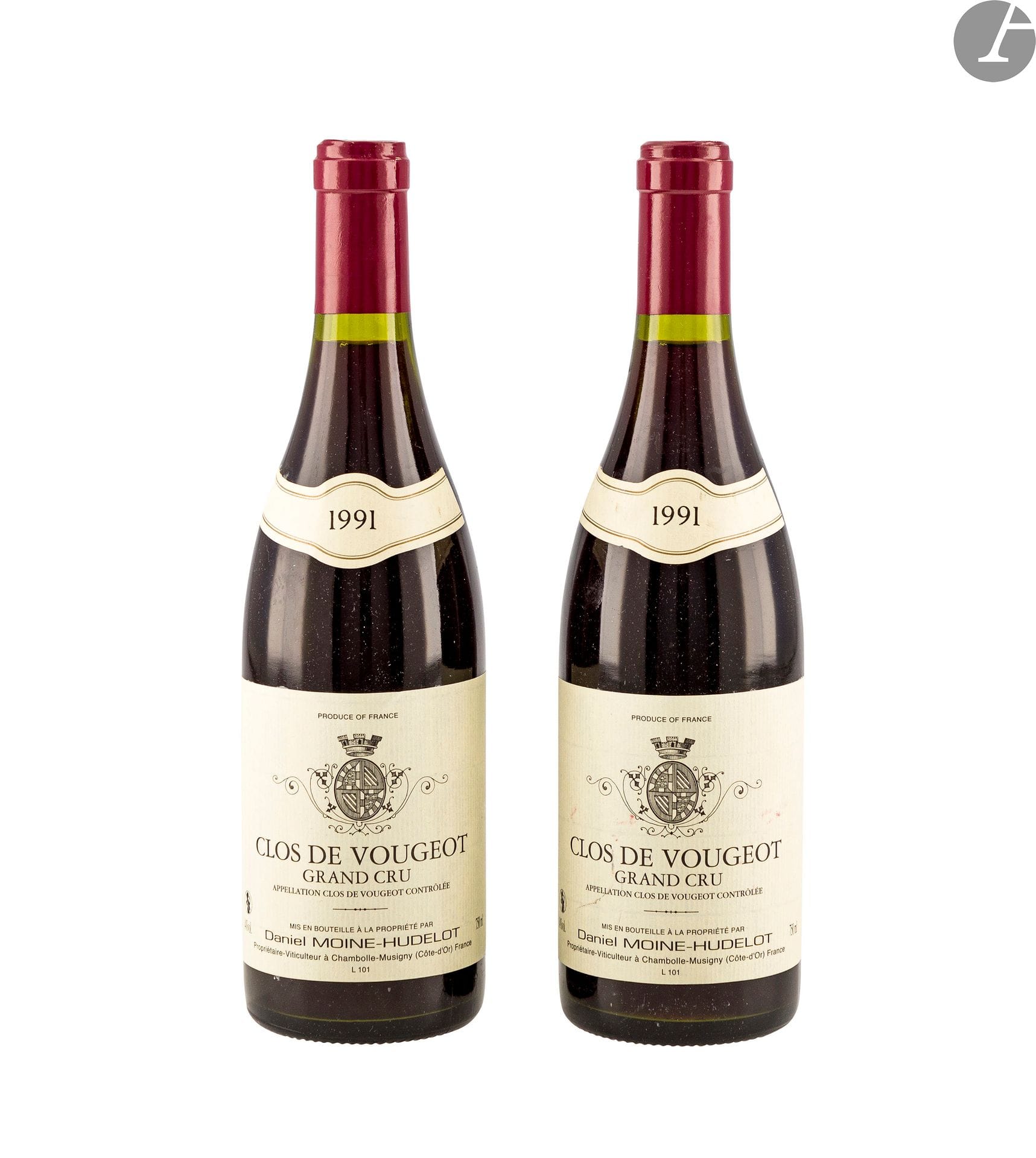 2 B CLOS DE VOUGEOT (Grand Cru), Domaine Moine-Hudelot, 1991