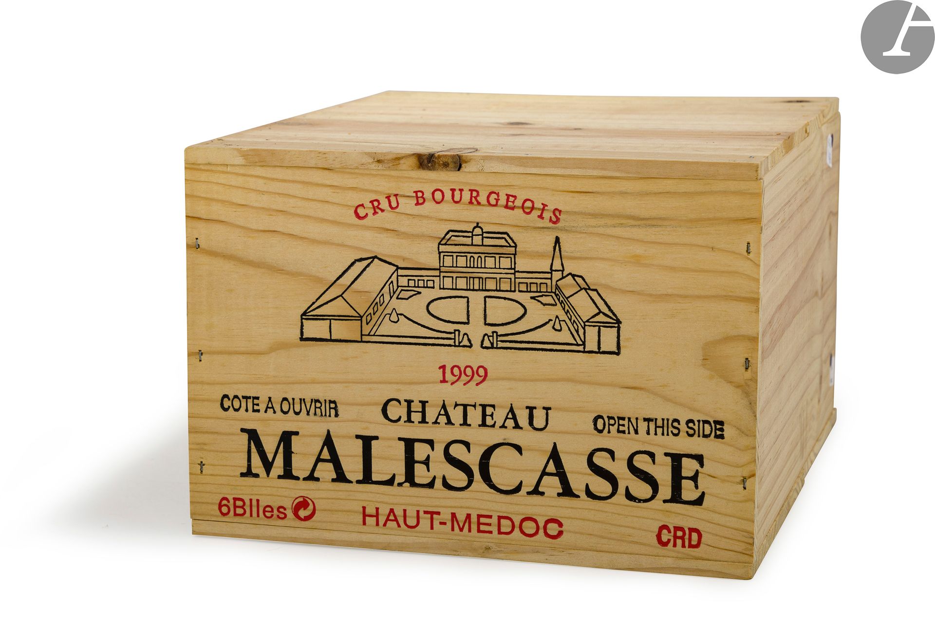 6 B CHÂTEAU MALESCASSE (Caisse Bois d'origine), Haut-Médoc, 1999