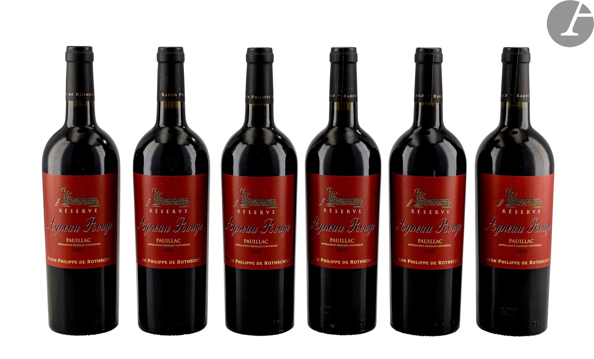 6 B PAUILLAC RÉSERVE AGNEAU Rouge (Caisse Bois d'origine), Baron Philippe de Rothschild, 2005