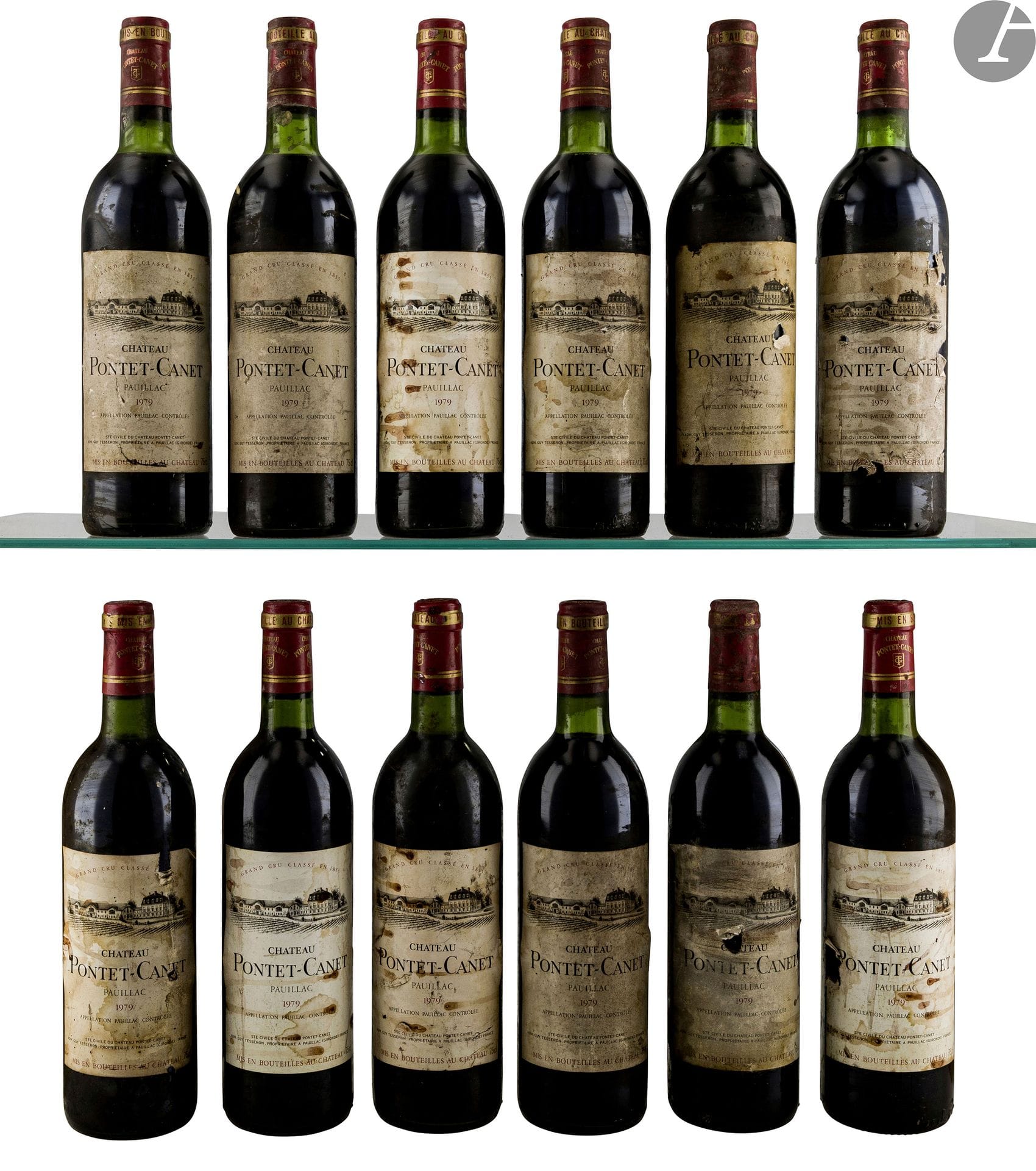 12 B CHÂTEAU PONTET-CANET (5 B.G; 2 T.L.B.+; 5 T.L.B; e.t.h. dont 5 e.t.a; c.s.), GCC5 Pauillac, 1979