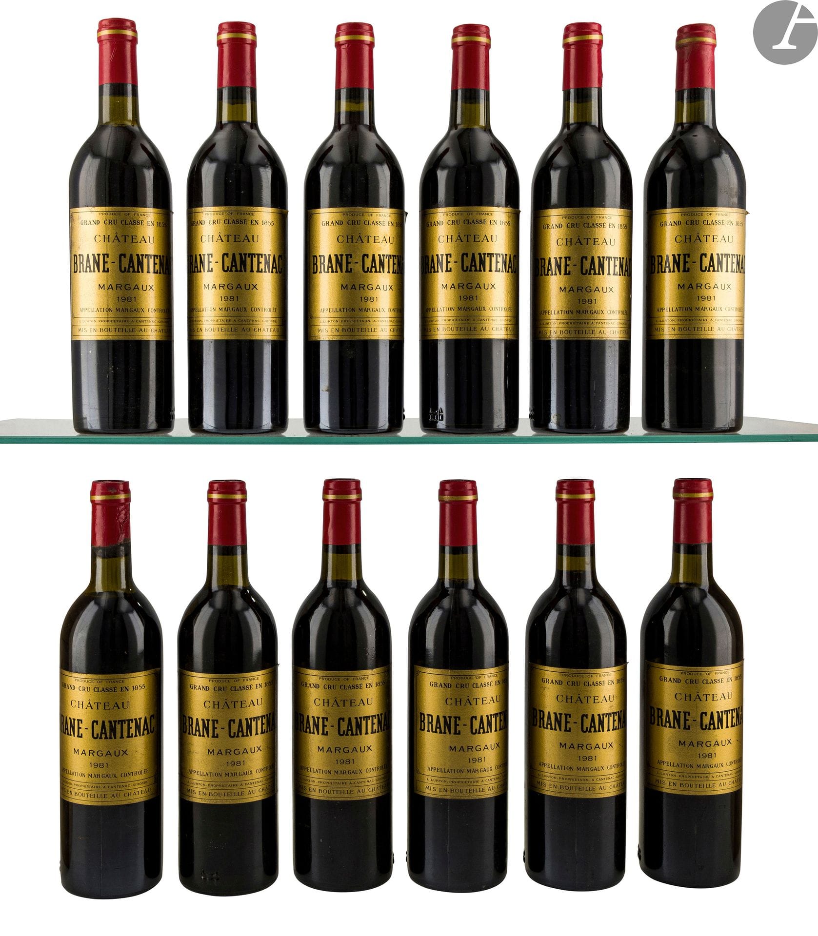 12 B CHÂTEAU BRANE-CANTENAC (Original wooden case) (5 B.G; 2 T.L.B.+; 1 H.E.+; 2 light c.s. at top), GCC2 Margaux, 1981