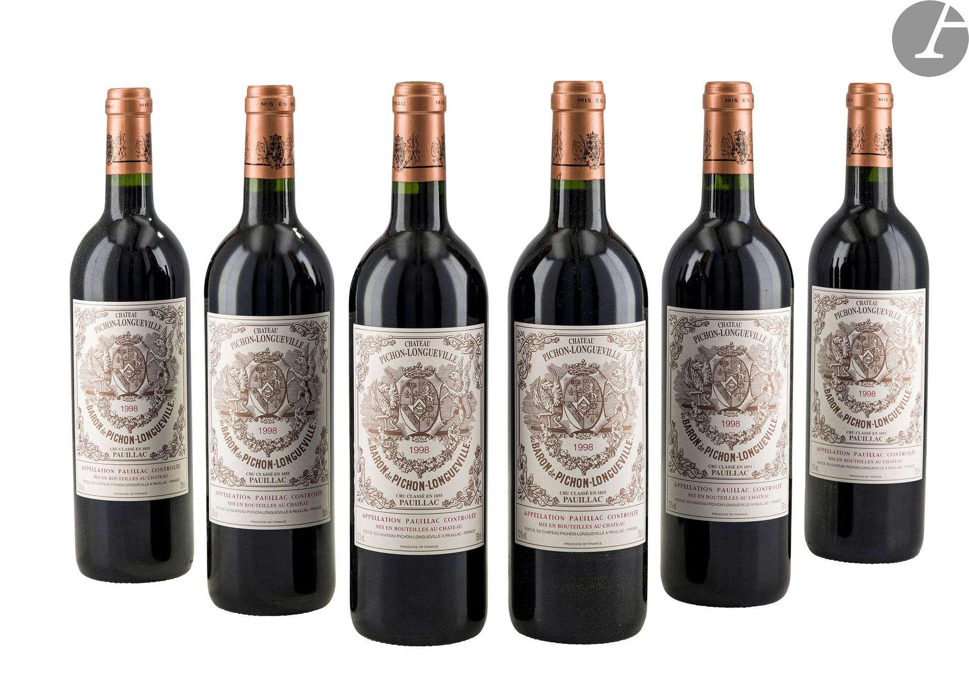 6 B CHÂTEAU PICHON LONGUEVILLE BARON (Caisse Bois d'origine), GCC2 Pauillac, 1998