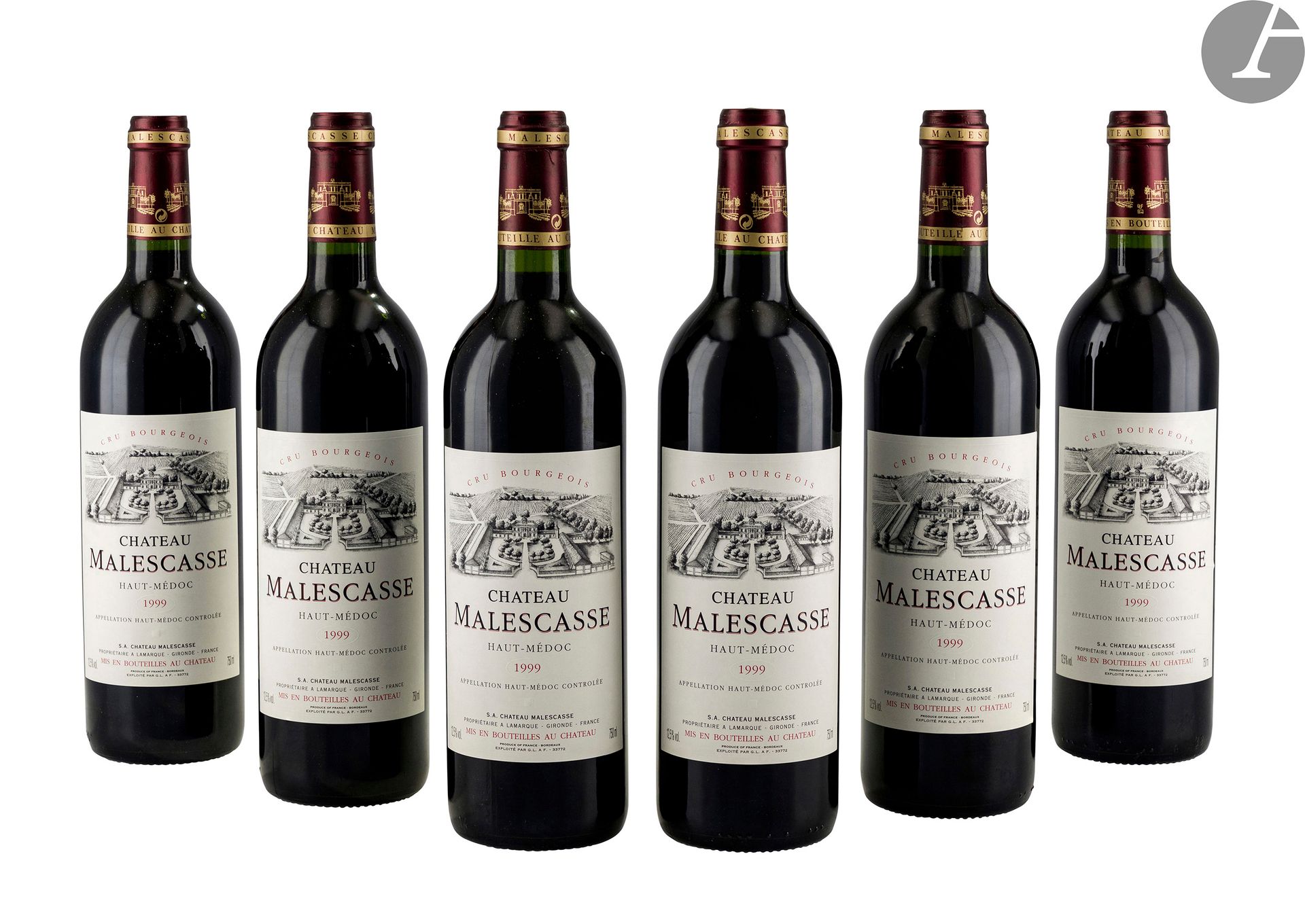 6 B CHÂTEAU MALESCASSE (Caisse Bois d'origine), Haut-Médoc, 1999