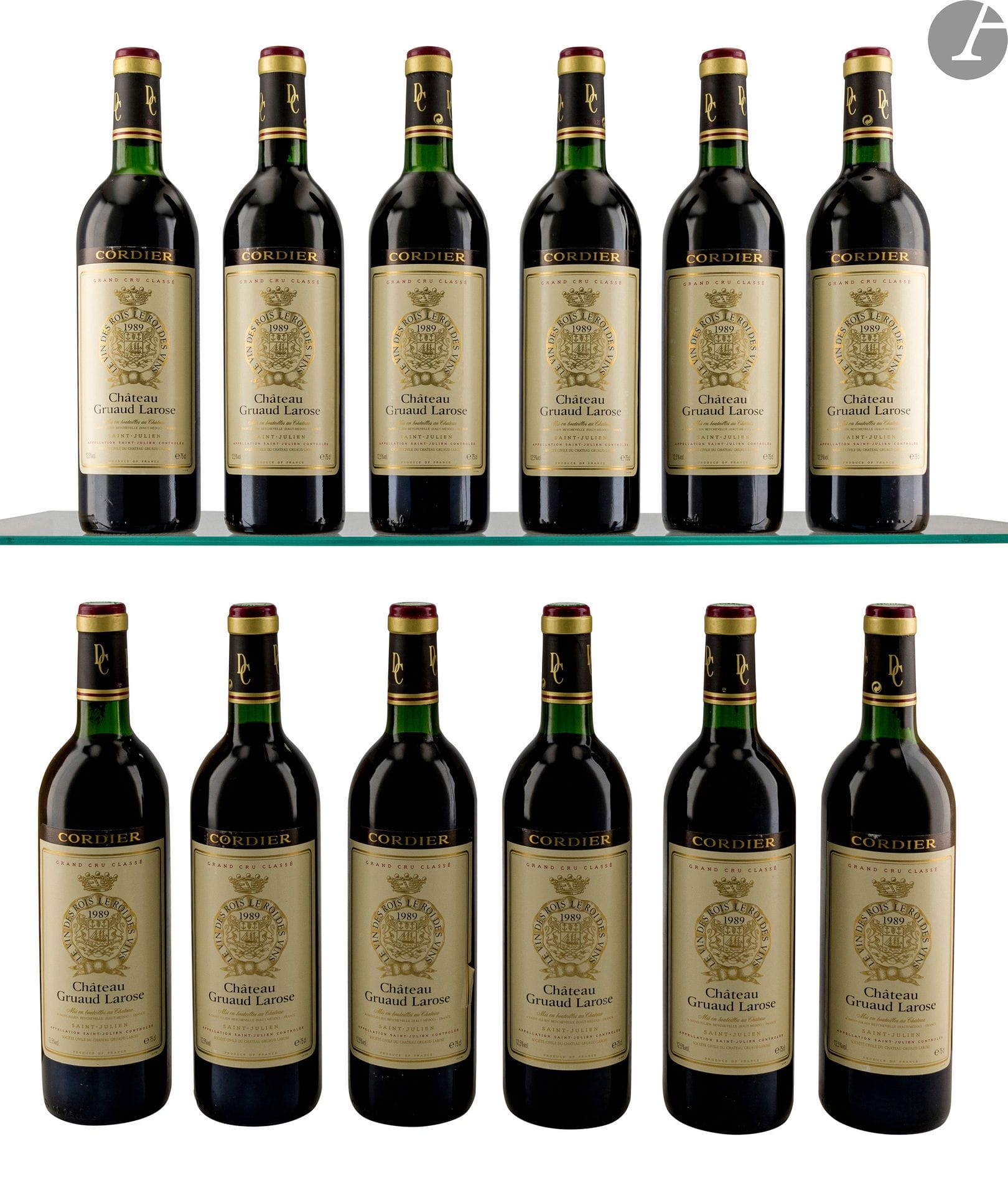 12 B CHÂTEAU GRUAUD-LAROSE (Caisse Bois d'origine) (4 B.G. et 4 T.L.B.+), GCC2 Saint-Julien, 1989