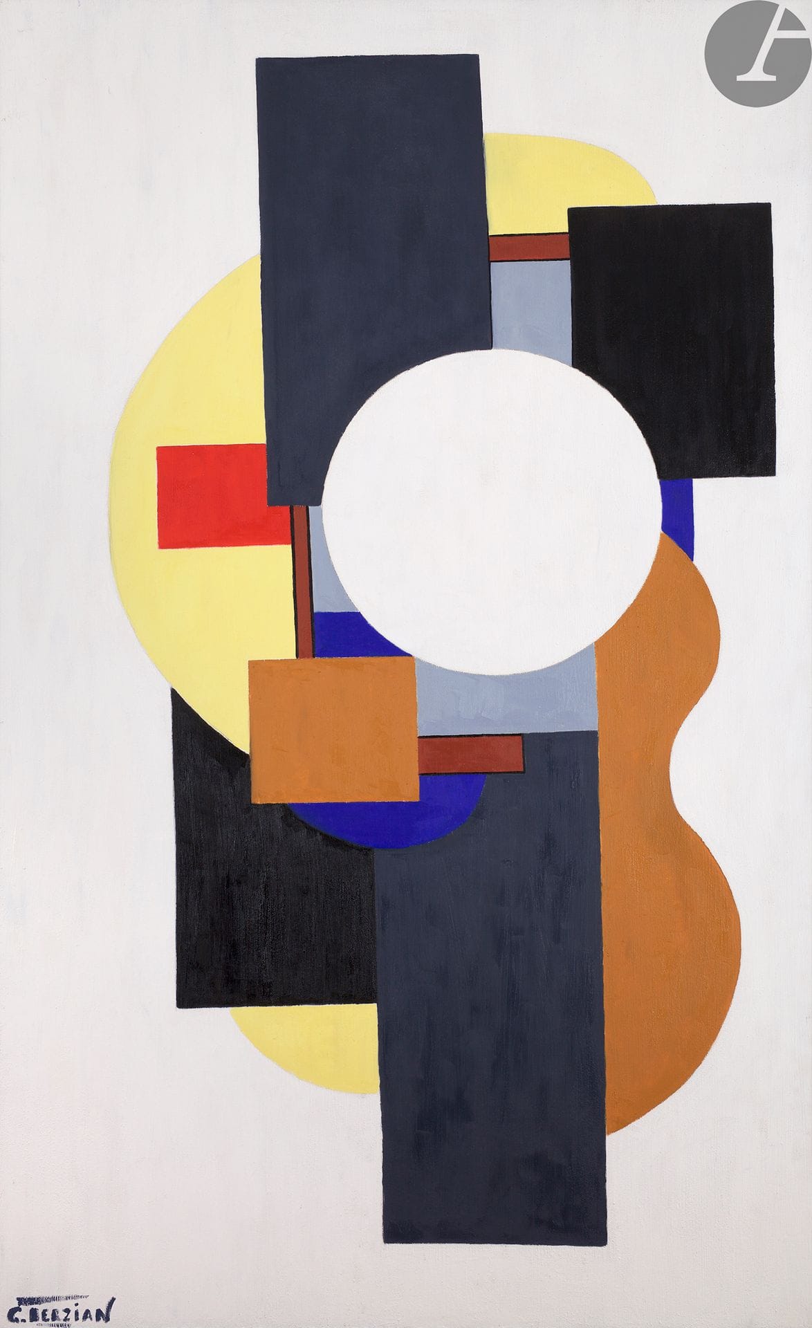 GEORGES TERZIAN (1939-2021) 
Le Soleil, 2011 
Huile sur toile. 
Signée en bas à gauche. 
Signée, datée et titrée au dos. 
162 x 97 cm