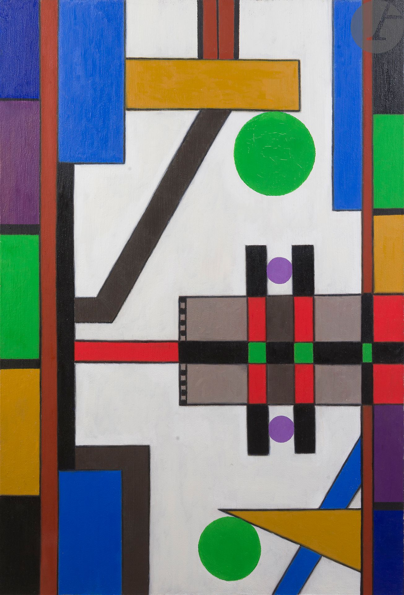 GEORGES TERZIAN (1939-2021) 
Les Boules vertes
Huile sur toile. 
Signée et titrée au dos. 
116 x 81 cm