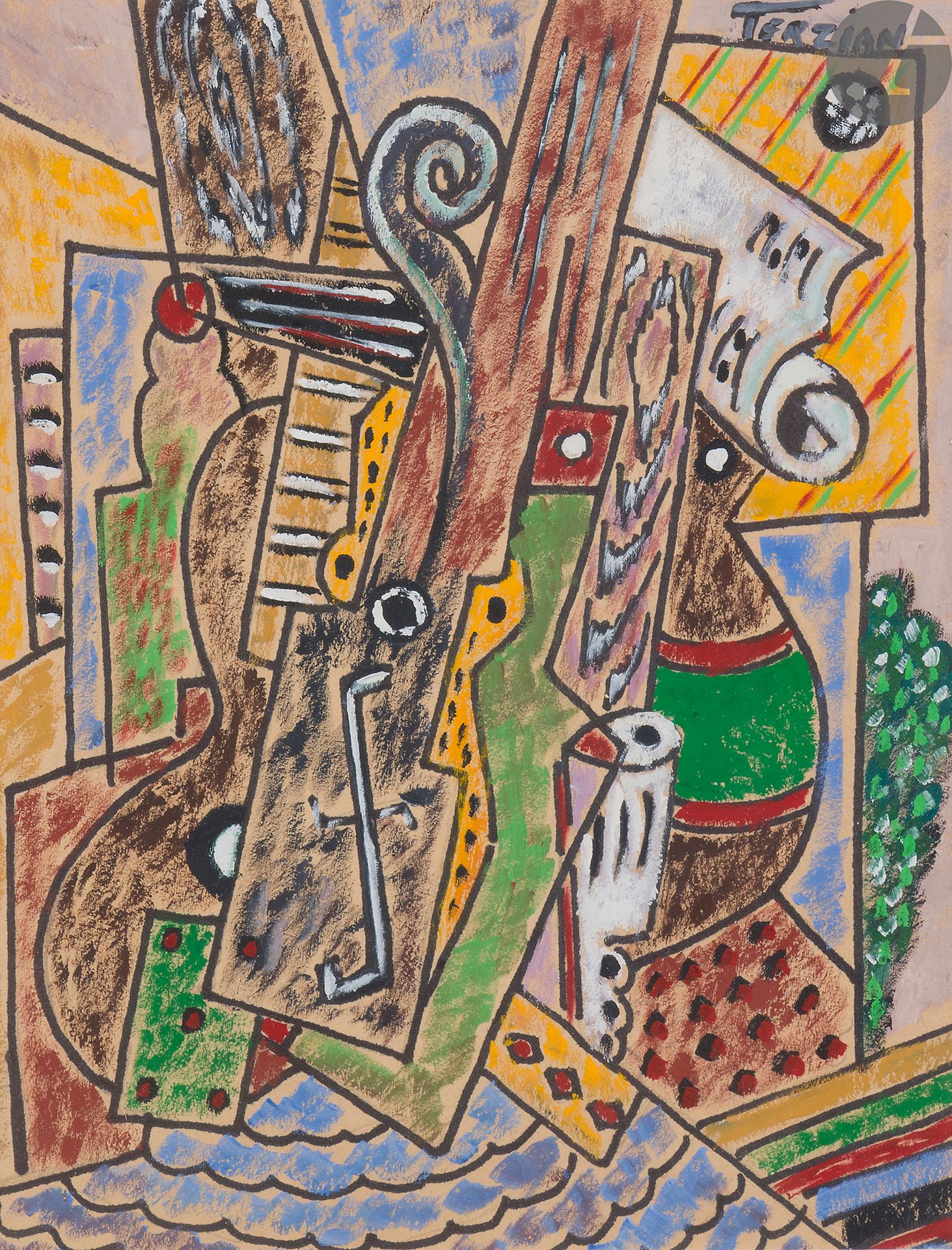 GEORGES TERZIAN (1939-2021
)The Guitar, 2012Gouache
.
Signed in the upper right corner. 
Signed, dated and titled on the back of the frame. 
26 x 20 cm




