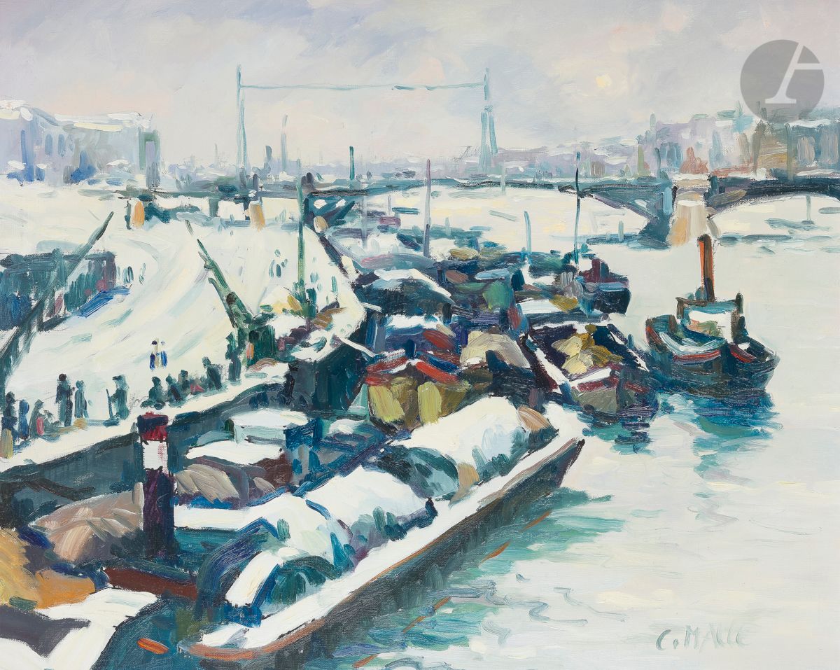Charles MALLE (né en 1935)
Vue de Rouen sous la neige
Huile sur toile.
Signée en bas à droite.
54 x 65 cm