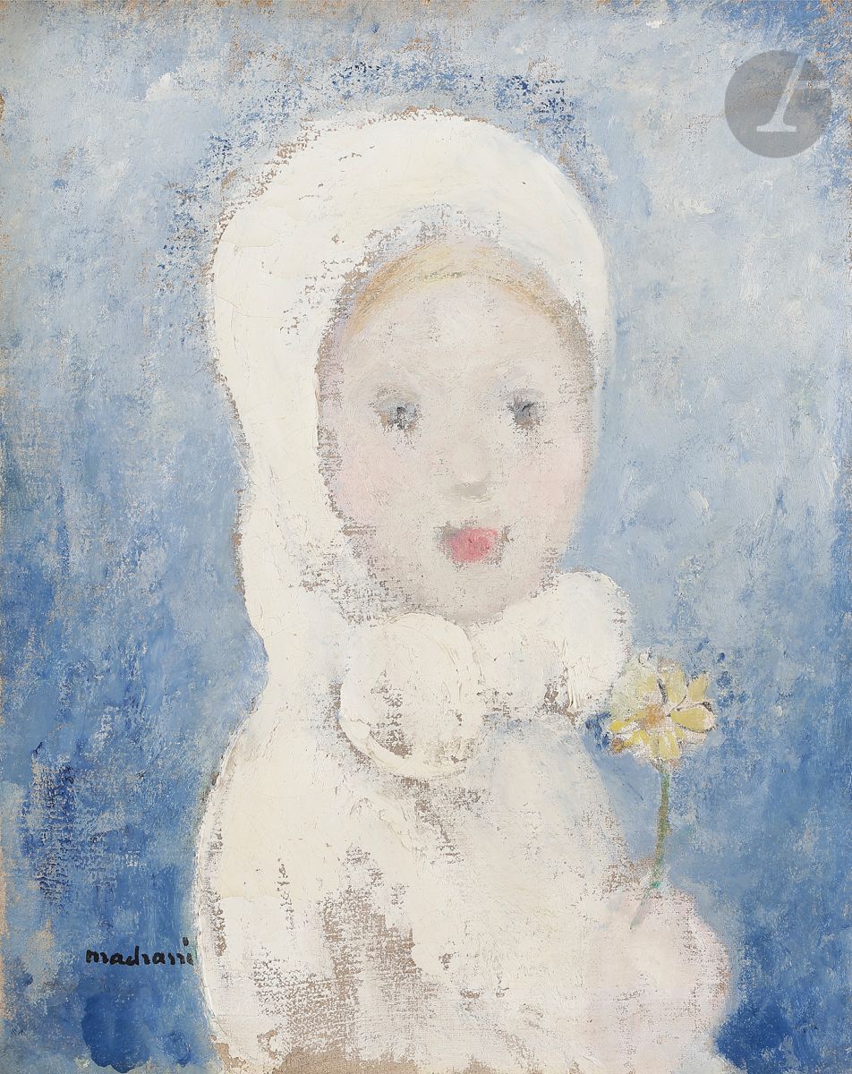 Lucien MADRASSI (1881-1956)
Portrait de jeune fille à l’œillet
Huile sur toile.
Signée en bas à gauche.
41 x 33 cm