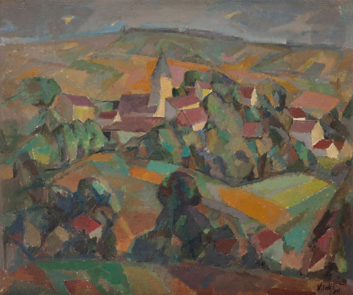 Macario VITALIS (1898-1989
)Village, 1954Oil
on canvas.
Signed and dated lower right.
Signed and dated on the back.
46 x 54 cmThe

work will be included in the Catalogue Raisonné of Macario Vitalis currently in preparation by Christine Thorailler, Ophelia Tequi and Claude Tayag






.