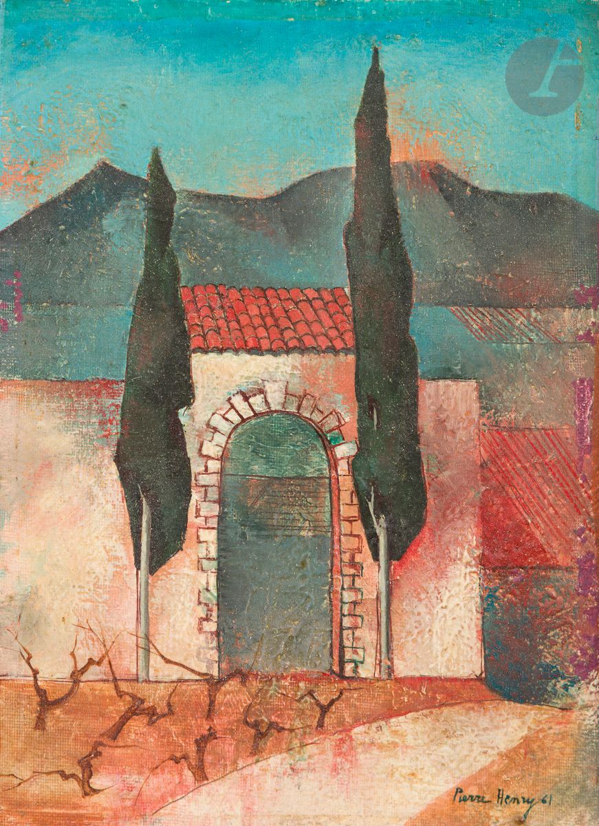 Pierre HENRY (né en 1924)
Paysage de Provence, 1961
Huile sur carton.
Signée et datée en bas à droite.
23,5 x 17,5 cm