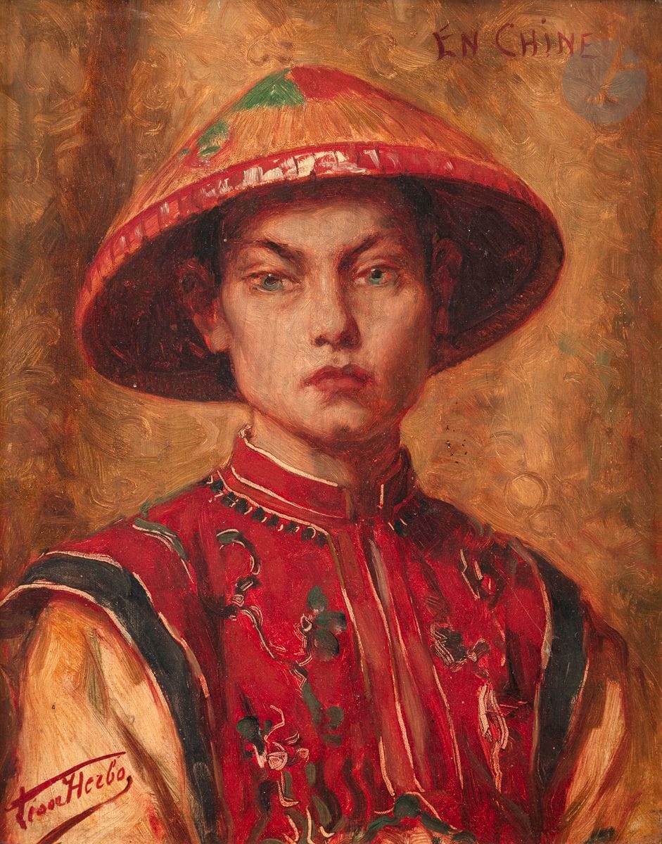 Léon HERBO (1850-1907)
Portrait d’une chinoise
Huile sur toile.
Signée en bas à gauche.
Légendée «En Chine».
41 x 33 cm