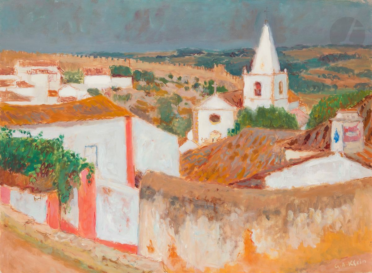 *Georges André KLEIN (1901-1992)
Portugal, village d’Obidos
Huile sur toile.
Signée en bas à droite.
60 x 81 cm

Provenance : 
Galerie Marie L. André, Paris (étiquette au dos).

Lot en importation temporaire (+5,5%).