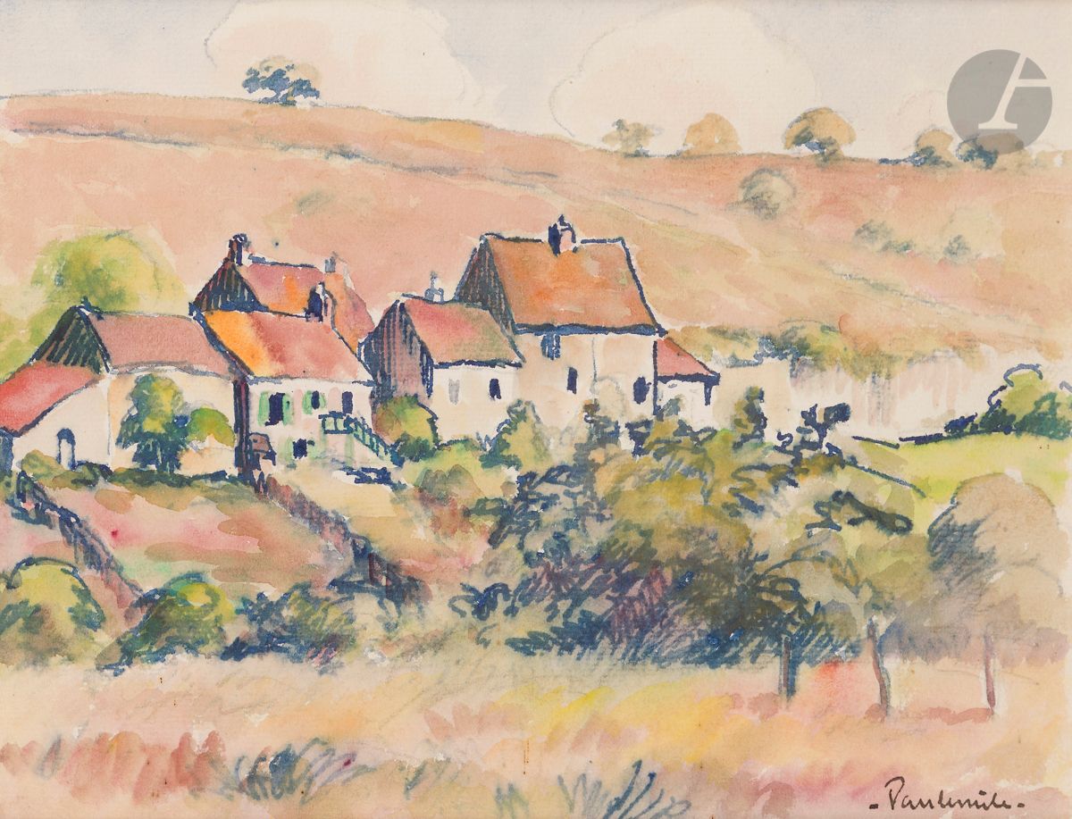 Paul-Émile PISSARRO (1884-1972)
Maisons à Pontoise
Aquarelle.
Signée en bas à droite.
22,5 x 29,5 cm