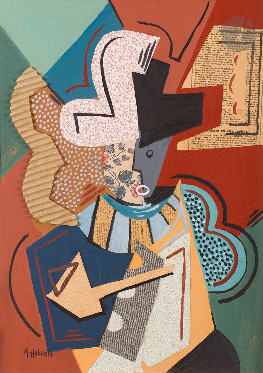 Antonio HUBERTI (1907-2 000)
Le Fumeur de pipe
Peinture et collage sur isorel.
Signée en bas à gauche.
53 x 38 cm