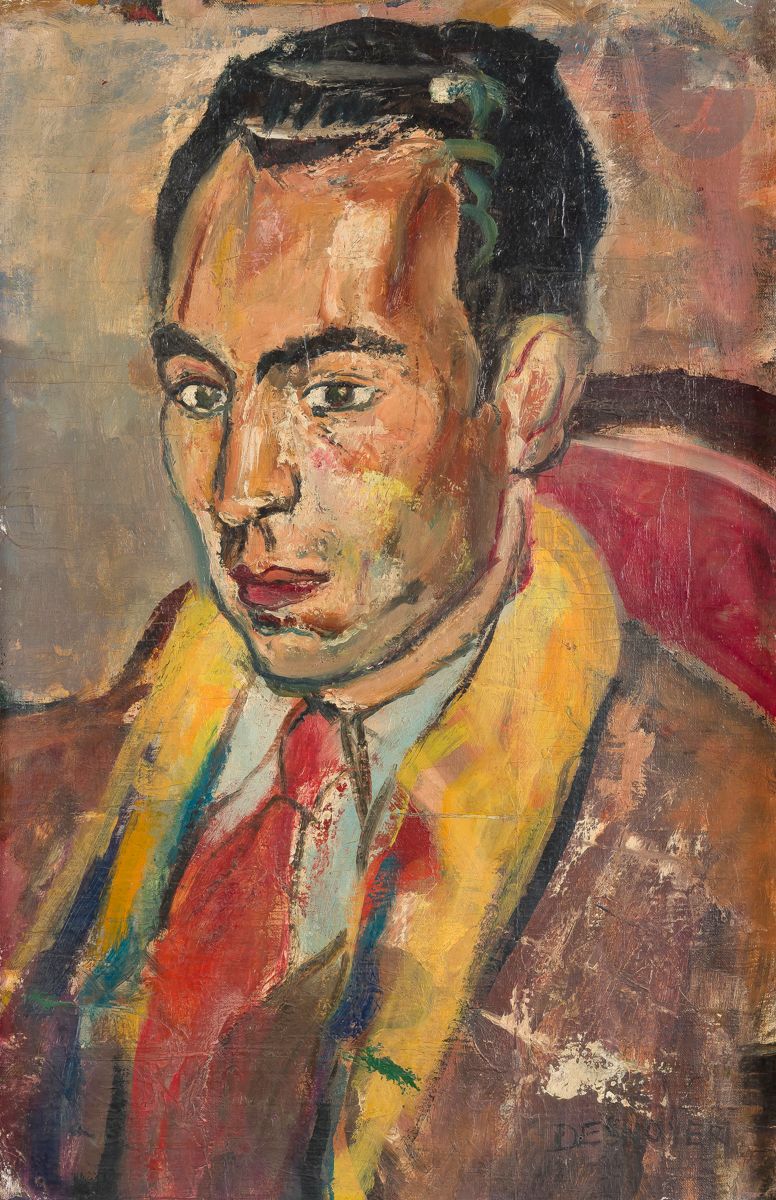 François DESNOYER (1894-1972)
Portrait de Jean Bouret, vers 1941
Huile sur carton toilé.
Signée en bas à droite.
59 x 37 cm

Provenance : 
- Collection Jean Bouret.
- Collection Alain Bouret.
- Vente de la collection Alain Bouret, Christie’s, Paris, 21 octobre 2021, n° 165.

Bibliographie : 
Lydia Harambourg, L’École de Paris, 1945-1965, Dictionnaire des peintres, Paris, 2010, reproduit p. 127 et 138.

Nous remercions Monsieur Joubert pour les informations qu’il nous a transmises.