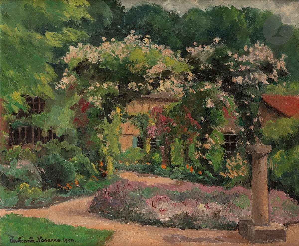 Paul-Émile PISSARRO (1884-1972)
Maison au jardin fleuri, 1930
Huile sur toile.
Signée et datée en bas à gauche.
47 x 55 cm