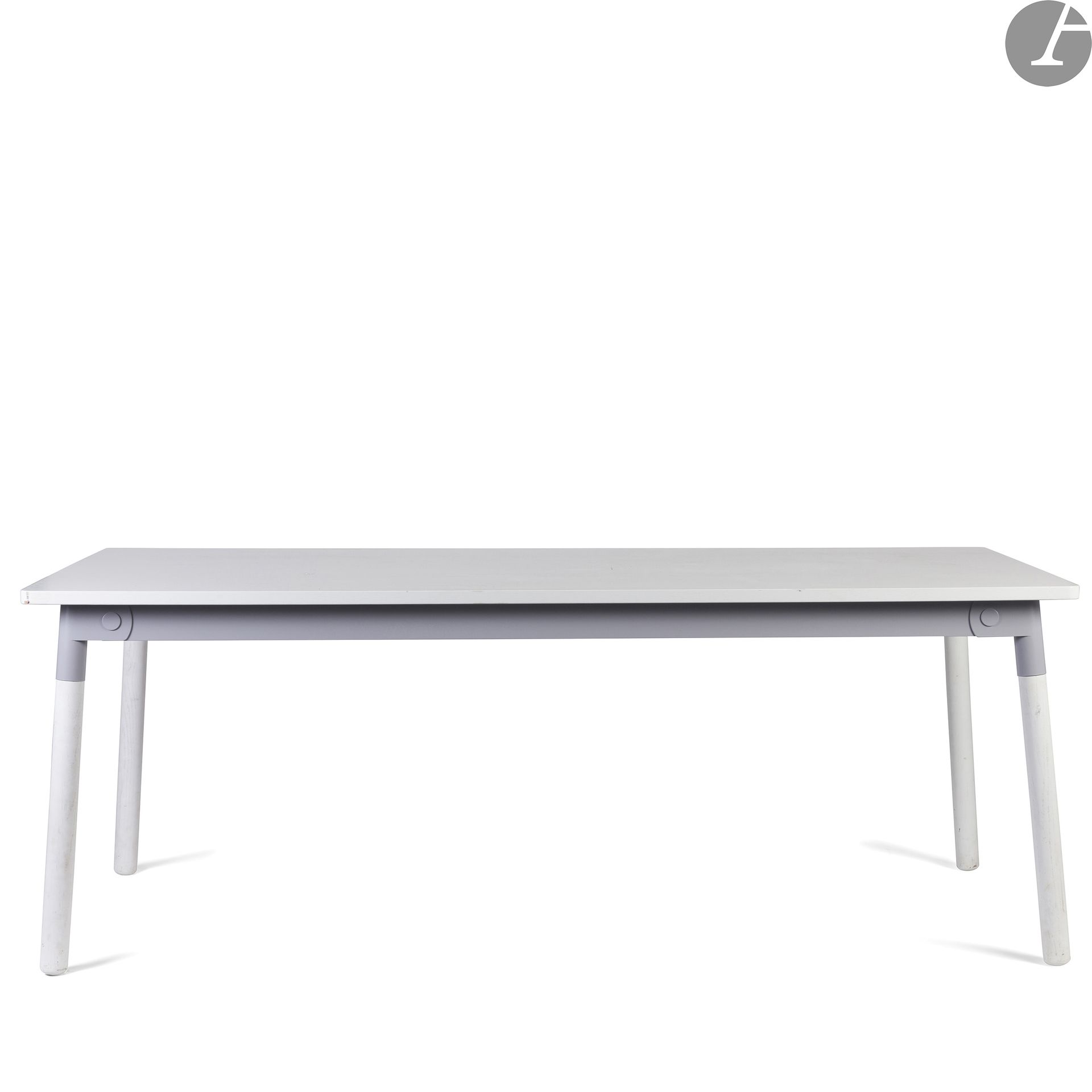 TAF - Gabriella Gustafson (b. 1974) AND Mattias Ståhlbom (b. 1971) DESIGNERS & MUUTO PUBLISHERAdaptable
, the model designed in [2009], no longer edited
todayRectangular
table.

White lacquered wood, grey lacquered metal.
H. 74.5 cm - L. 200 cm - W. 90 cmThis

table was presented as part of the exhibition dedicated to the publisher and organized in 2014 at the Sentou Gallery

.



