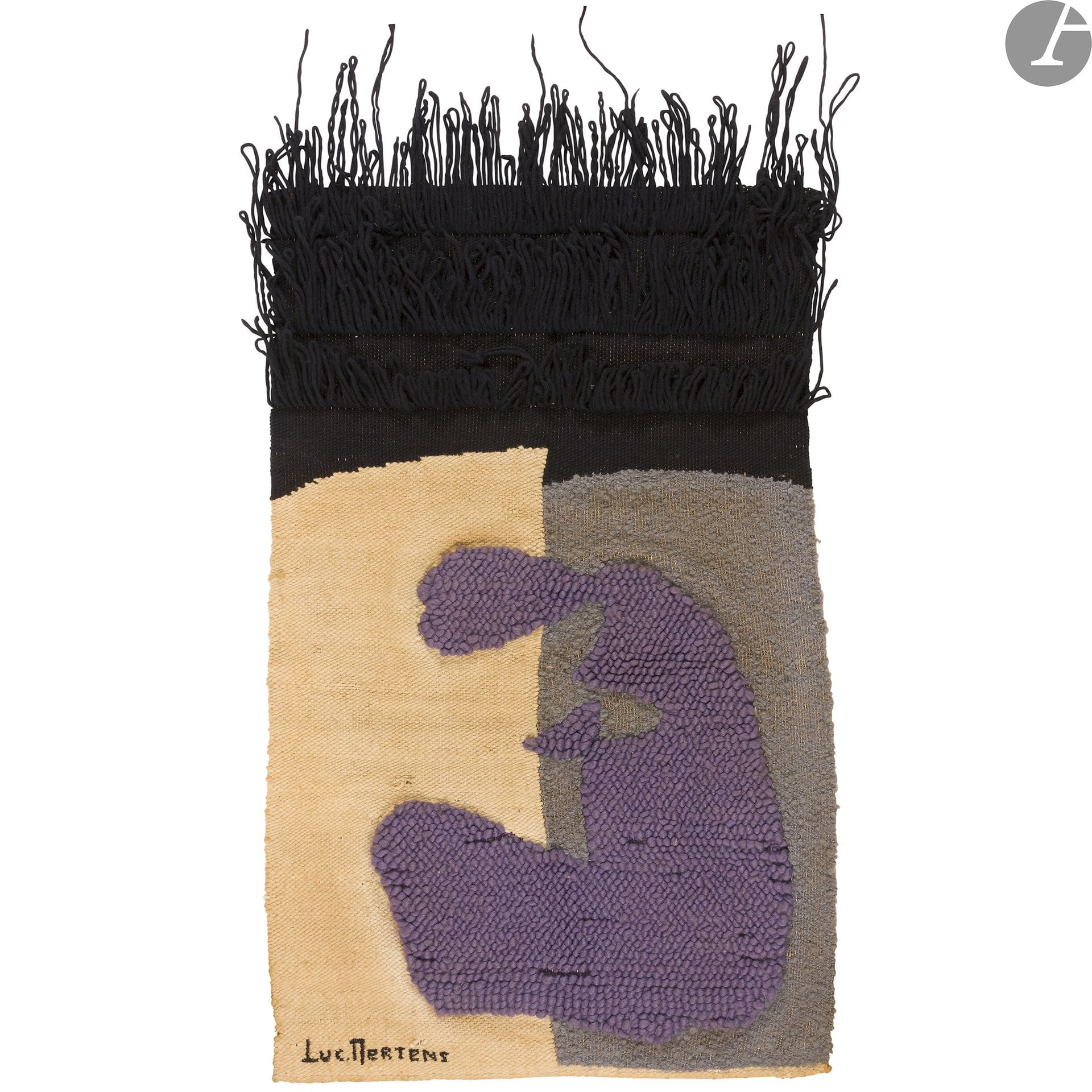 LUC MERTENS (1913-2004
)Woman with its meditationTapestry
in relief. Wool. Signed Luc MERTENS in the weft at the bottom left. 127 x 82 cm

