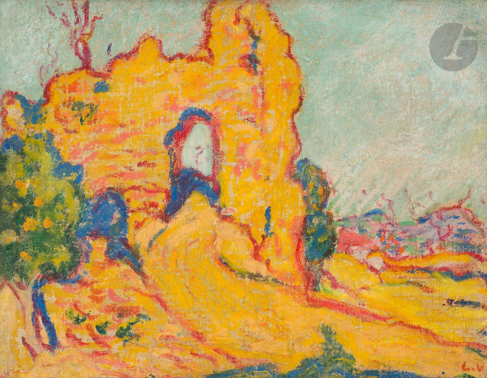 Louis VALTAT (1869-1952)
Paysage du midi avec ruine, vers 1898-1900{CR]Huile sur toile.
Monogrammée en bas à droite.
(Usures).
24 x 33 cm

Provenance : 
Collection Ambroise Vollard, Paris (tampon au dos « Ambroise Vollard - 28 rue de Martignac »).

L’œuvre est référencée dans les archives de l’Association « Les Amis de Louis Valtat » sous le n° 4703.
Une lettre de Julien Valtat en date du 18 mars 2016 sera remise à l’acquéreur.