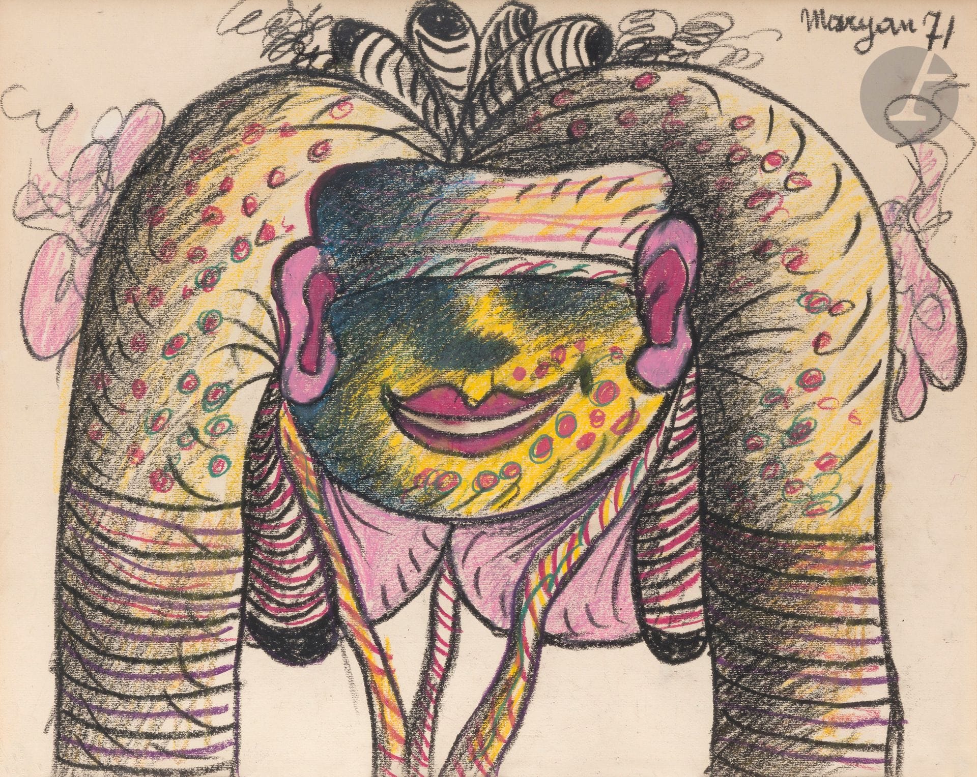 Pinchas Burstein aka Mary MARYAN [Polish-American] (1927-1977
)Head, 1971Pastel
.
Signed and dated upper right.
46,5 x 57,5 cm



