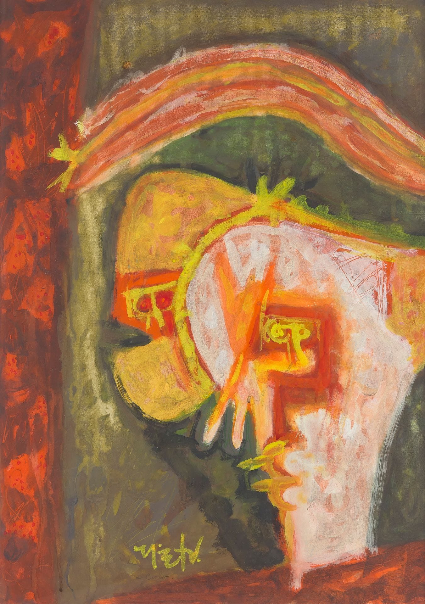 Rodolfo NIETO [mexicain] (1936-1985)
Visage
Gouache.
Signée en pied.
64 x 49 cm

Exposition : 
Galerie de France, Paris, 1969.