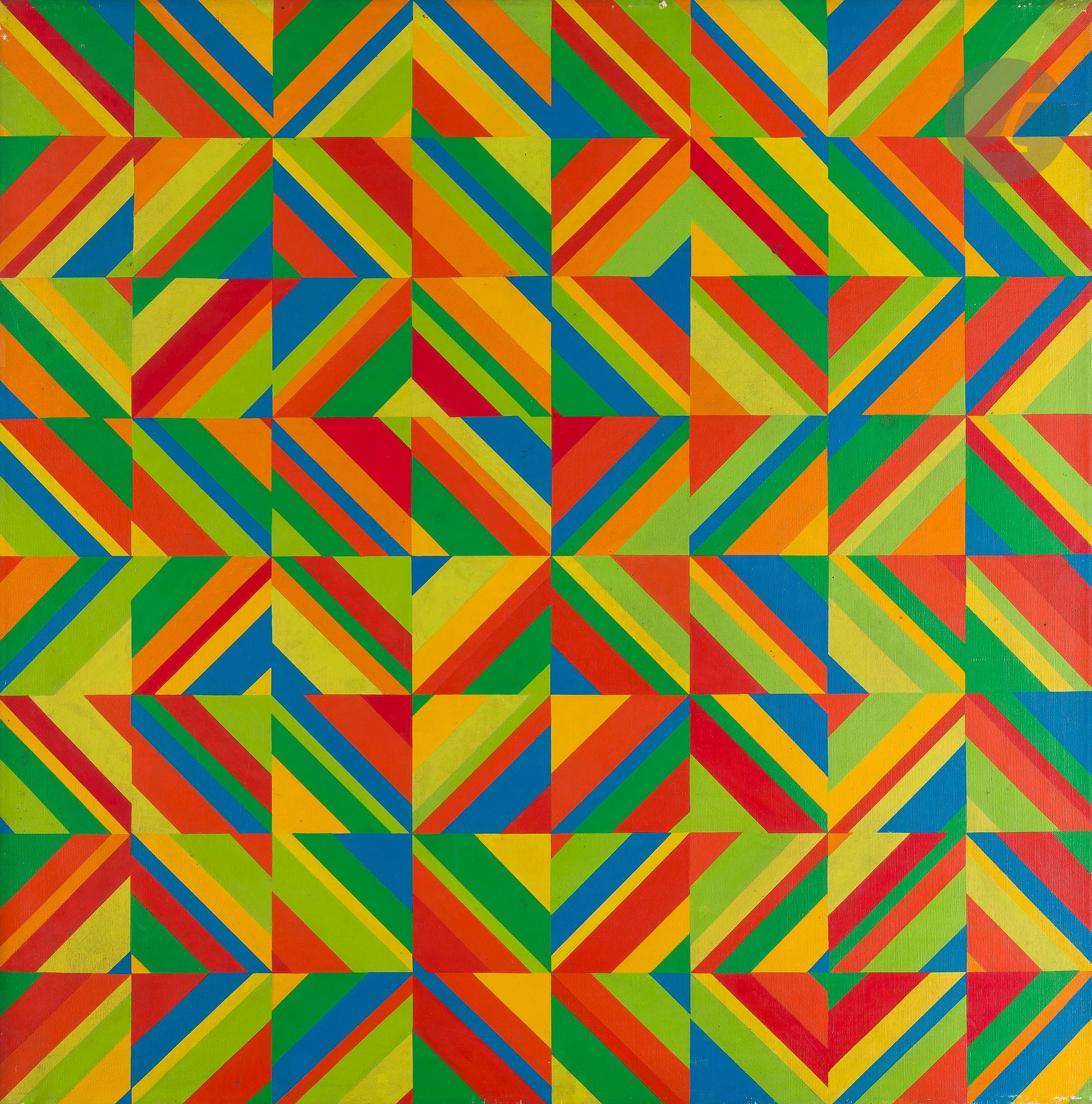 Alicia ORLANDI [argentine] (née en 1937)
Translation de un ritmo cuadrangular virtual, 1970-1971
Acrylique sur toile.
Signée, datée et titrée au dos.
(Petites usures).
80 x 80 cm

Provenance :
Galerie Laura Haber, Buenos Aires.