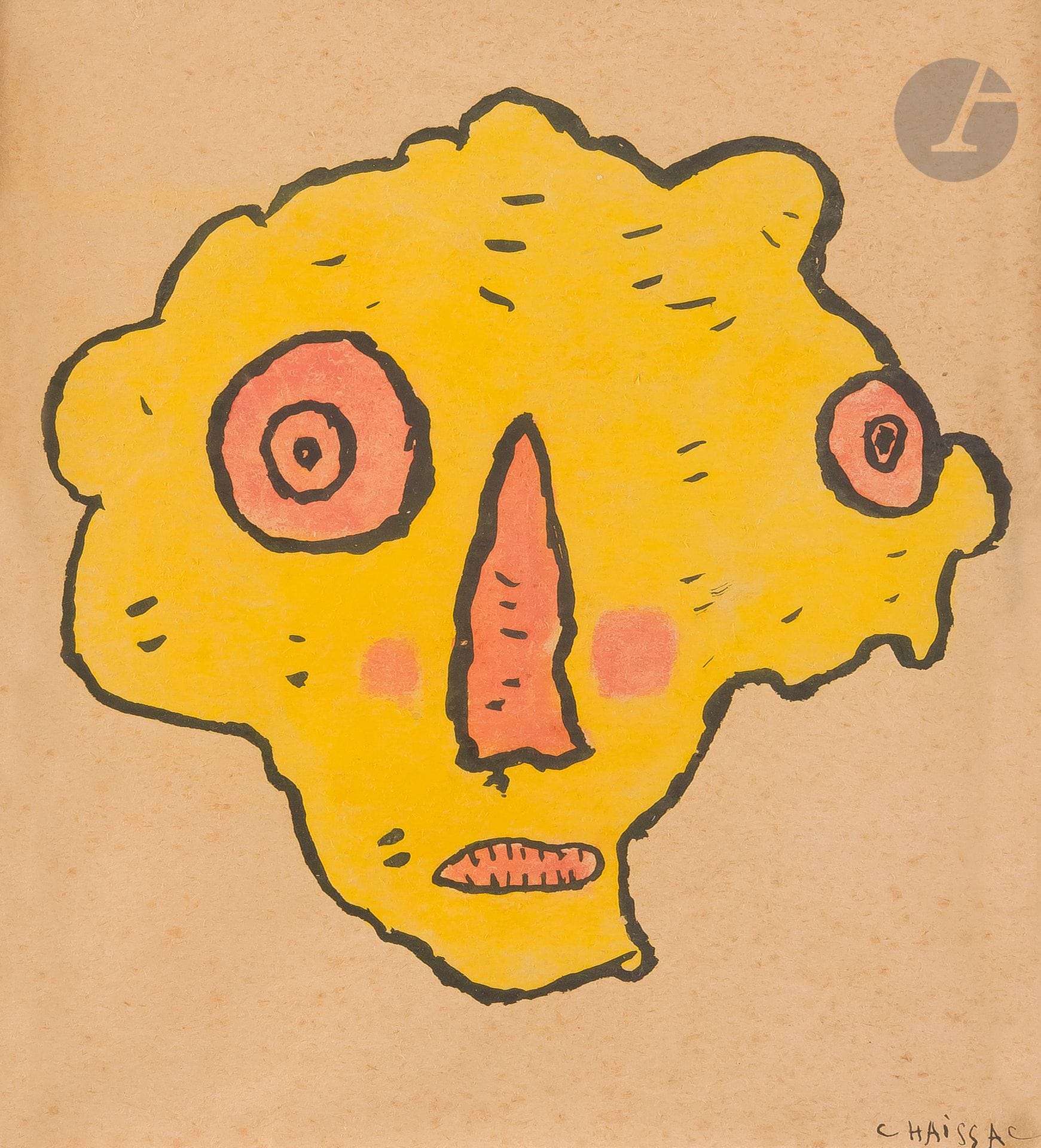 Gaston CHAISSAC (1910-1964
)Head, 1939Ink
and gouache.
Signed lower right
(slight foxing).
21 x 17 cm





