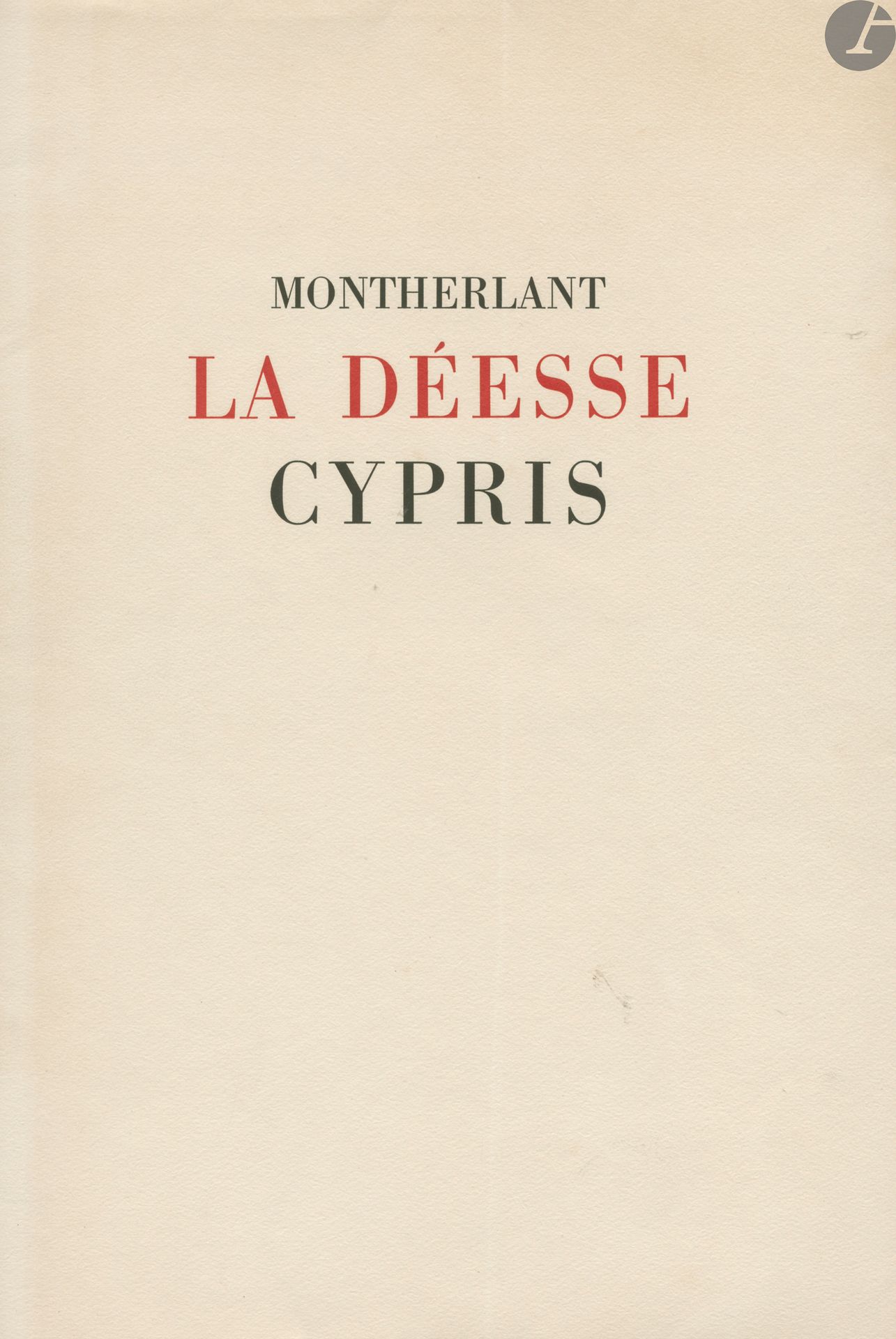 ALBIN-GUILLOT, LAURE (1879-1962)
DE MONTHERLANT, HENRI (1895-1972)
La déesse Cypris.
Douze études de nus par Laure Albin-Guillot.
Henri Colas & Rousseau Frères éditeurs, Paris - Bordeaux, 1946.
In-folio (37 x 25 cm). Édition originale, en feuillets, limitée à 250 ex. sur vélin blanc des papeteries de Lana, ornée de douze héliogravures tirées en taille douce par Georges Leblanc (36 x 24 cm avec les marges). Exemplaire n°69. Exemplaire en parfait état (chemise, feuillets et planches), mais il manque l'emboîtage.