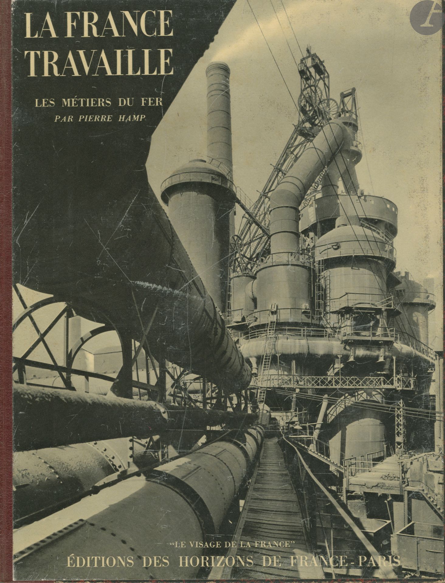 KOLLAR, FRANCOIS(1904-1979)
9 volumes.
La France travaille.
Éditions Horizons de France, Paris, 1932-1934.
In-4 (32,5 x 25 xm). Éditions originales. Photographies de François Kollar, imprimées en héliogravure. Collection incomplète. Quelques défauts. Reliure d'éditeur avec illustration photographique en couverture 
1: Mineurs, par Pierre Hamp
2: Les métiers du fer, par Pierre Hamp
6: L'automobile, l'avion, par Hervé Lauwick
7: Aux sources de l'énergie, par Lucien Fabre
8: Journaux, bibliothèques, laboratoires, par André Thérive, Henry Joly, Jean Rostand, Lucien Fabre.
11: Le bâtiment, par Léandre Vaillat
12: Couture et mode, par Pierre Gerber
14: Marché et ravitaillement des villes, Forestiers et bûcherons,.. par André Warnod
15: La vie paysanne, vignerons, par Charles Silvestre.