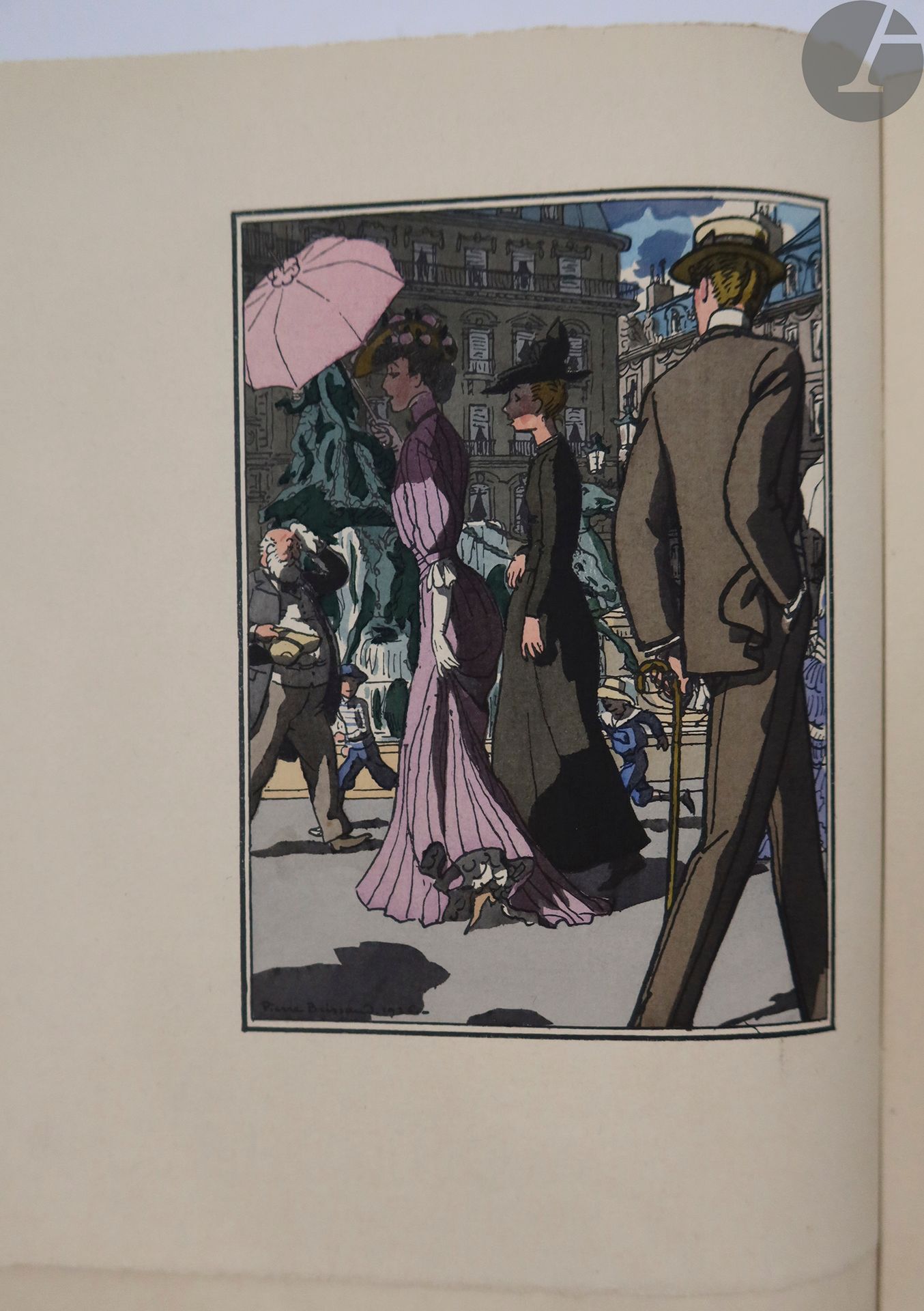 FARRÈRE (Claude) - BRISSAUD (Pierre).
Mademoiselle Dax jeune fille.
Paris : Éditions de l’Intermédiaire du bibliophile, 1926. — In-4, broché, couverture rempliée.
Premier volume de la collection « Le Génie français », dont le tirage fut limité à 740 exemplaires, illustré d’un frontispice, de 8 hors-textes et de plusieurs culs-de-lampe, lettrines et têtes de chapitre en couleurs de Pierre BRISSAUD.

Un des 55 exemplaires sur grand vergé teinté de Hollande van Gelder Zonen, contenant 3 états des planches, bien conservé.