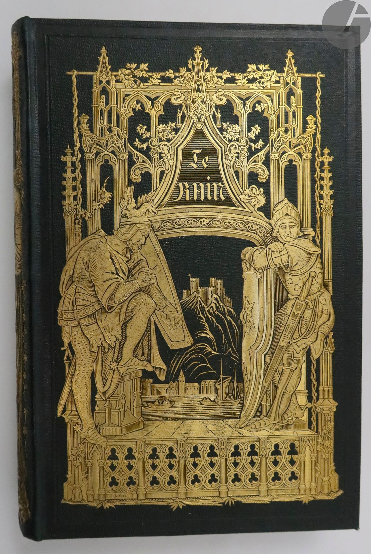 *TEXIER (Edmond).
Voyage pittoresque sur les bords du Rhin.
Paris : Morizot, 1858. — In-8, percaline vert sombre, plaques dorées sur les plats et le dos, tranches dorées (cartonnage de l'éditeur).
Édition originale illustrée de 24 planches gravées sur cuivre d'après les compositions de Rouargue frères, dont 2 rehaussées de couleurs, et d'une vignette gravée sur bois sur le titre.

Très bel exemplaire en cartonnage d'éditeur orné de fers spéciaux dorés sur le premier plat et le dos. Le fer sur le plat est signé Damote.
Provenance : Bourlon de Rouvre, ex-libris.