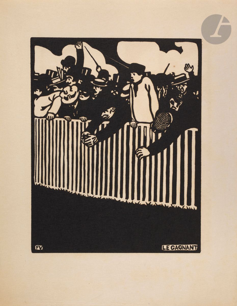 *FÉLIX VALLOTTON (1865-1925)
Le Gagnant. 1898. Bois gravé. 178 x 224. Vallotton et Goerg 201 c ; Johnson 146. Belle épreuve sur japon, non signée comme à l’ordinaire. Très légères rousseurs et traces d’oxydation. Fins plis (d’origine) le long du bord inférieur du feuillet. Un petit point de rouille dans le blanc en haut à droite. Toutes marges non ébarbées. A. Vollard éd.


Tous les lots de cette vente sont soumis à 5,5 % de frais additionnels au titre de la taxe à l’importation temporaire.
En cas de réexportation en dehors de l’Union Européenne, ces frais pourront faire l’objet d’un remboursement à l’acquéreur.