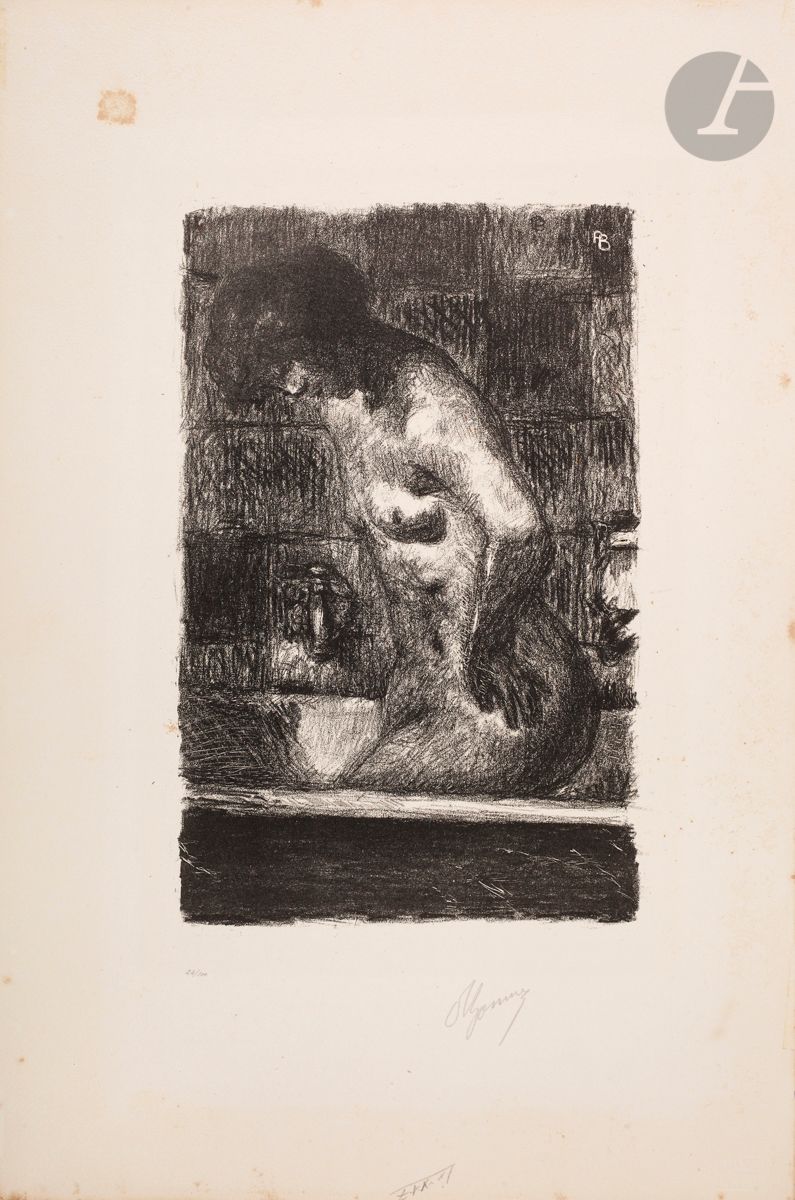*PIERRE BONNARD (1867-1947)
Femme debout dans sa baignoire. 1925. Lithographie. 195 x 295 [328 x 495]. Bouvet 94. Très belle épreuve sur vélin crème fort, numérotée et signée au crayon. Rousseurs éparses. Tache brunâtre dans l’angle supérieur gauche du feuillet. Toutes marges. Tirage à 100 épreuves. Timbre sec : Galerie des Peintres-Graveurs Paris (Lugt 1057b). 


Tous les lots de cette vente sont soumis à 5,5 % de frais additionnels au titre de la taxe à l’importation temporaire.
En cas de réexportation en dehors de l’Union Européenne, ces frais pourront faire l’objet d’un remboursement à l’acquéreur.
